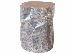 Beliani Mesa Auxiliar De Madera De Tecla Clara/plateado 38 Cm GORDON -Mesas comercio undef src sa picid 678505 type whitesh image