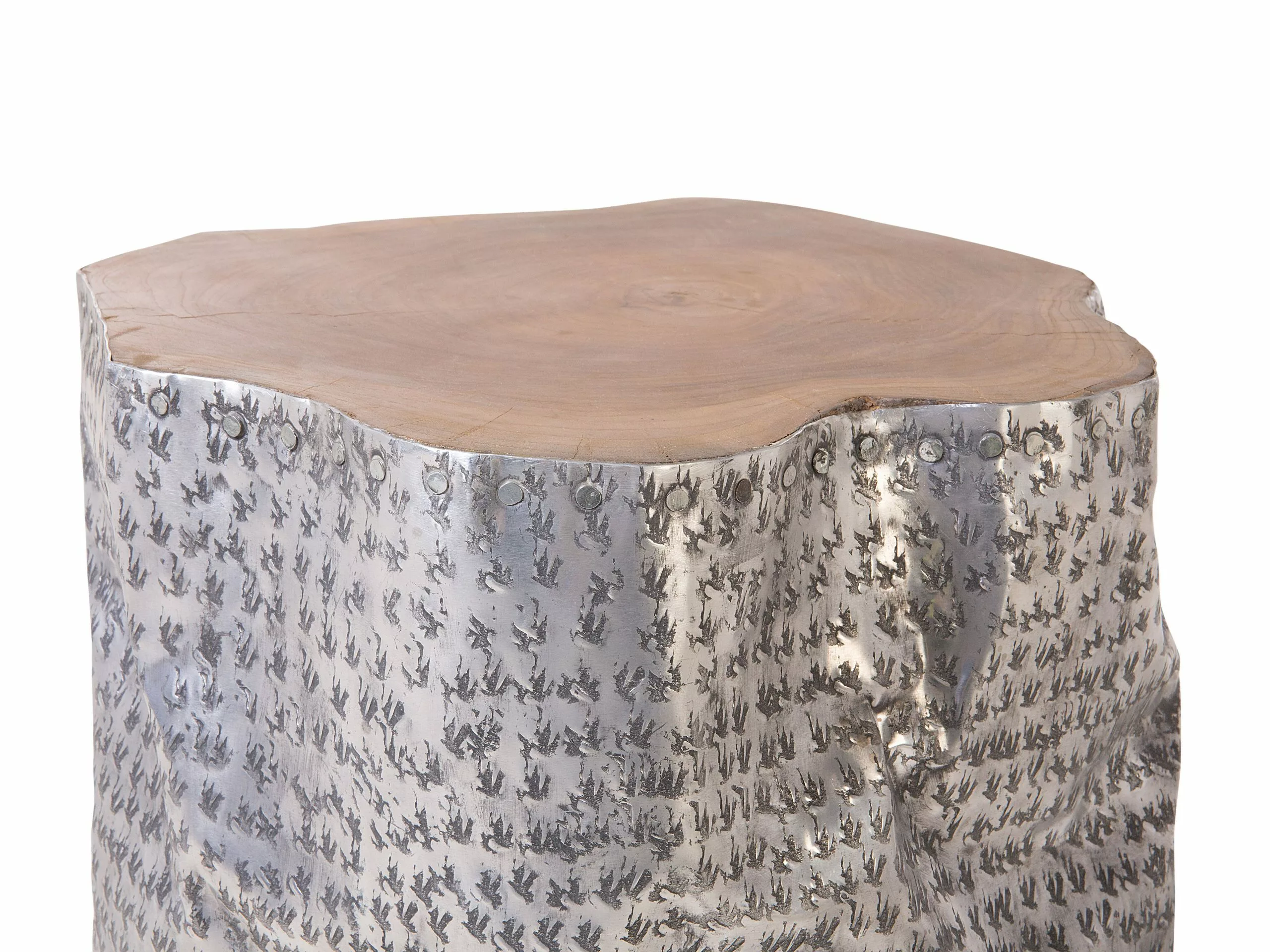 Beliani Mesa Auxiliar De Madera De Tecla Clara/plateado 38 Cm GORDON - Imagen 6