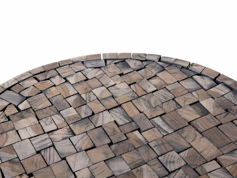 Beliani Mesa Auxiliar De Madera De Teca Clara/negro ⌀ 45 Cm TAKU 9 Beliani Mesa Auxiliar De Madera De Teca Clara/negro ⌀ 45 Cm TAKU - Imagen 7