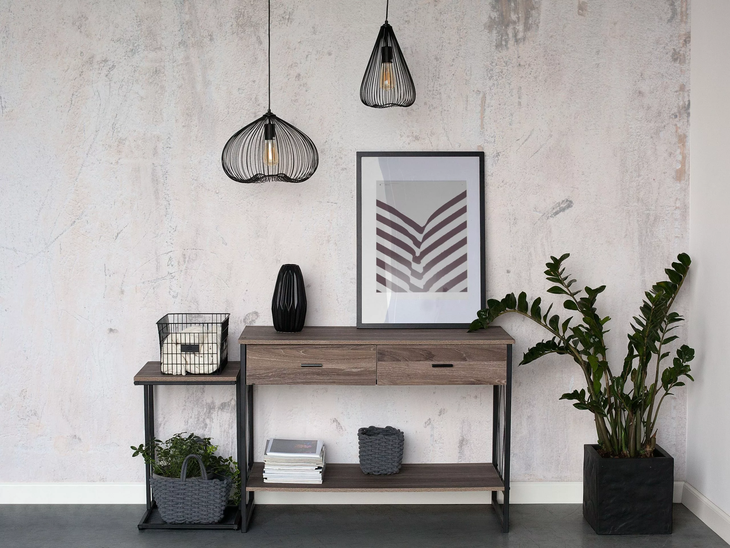 Beliani Consola Madera Oscura/gris Pardo 107 X 46 Cm AYDEN 5 Beliani Consola Madera Oscura/gris Pardo 107 X 46 Cm AYDEN - Imagen 3