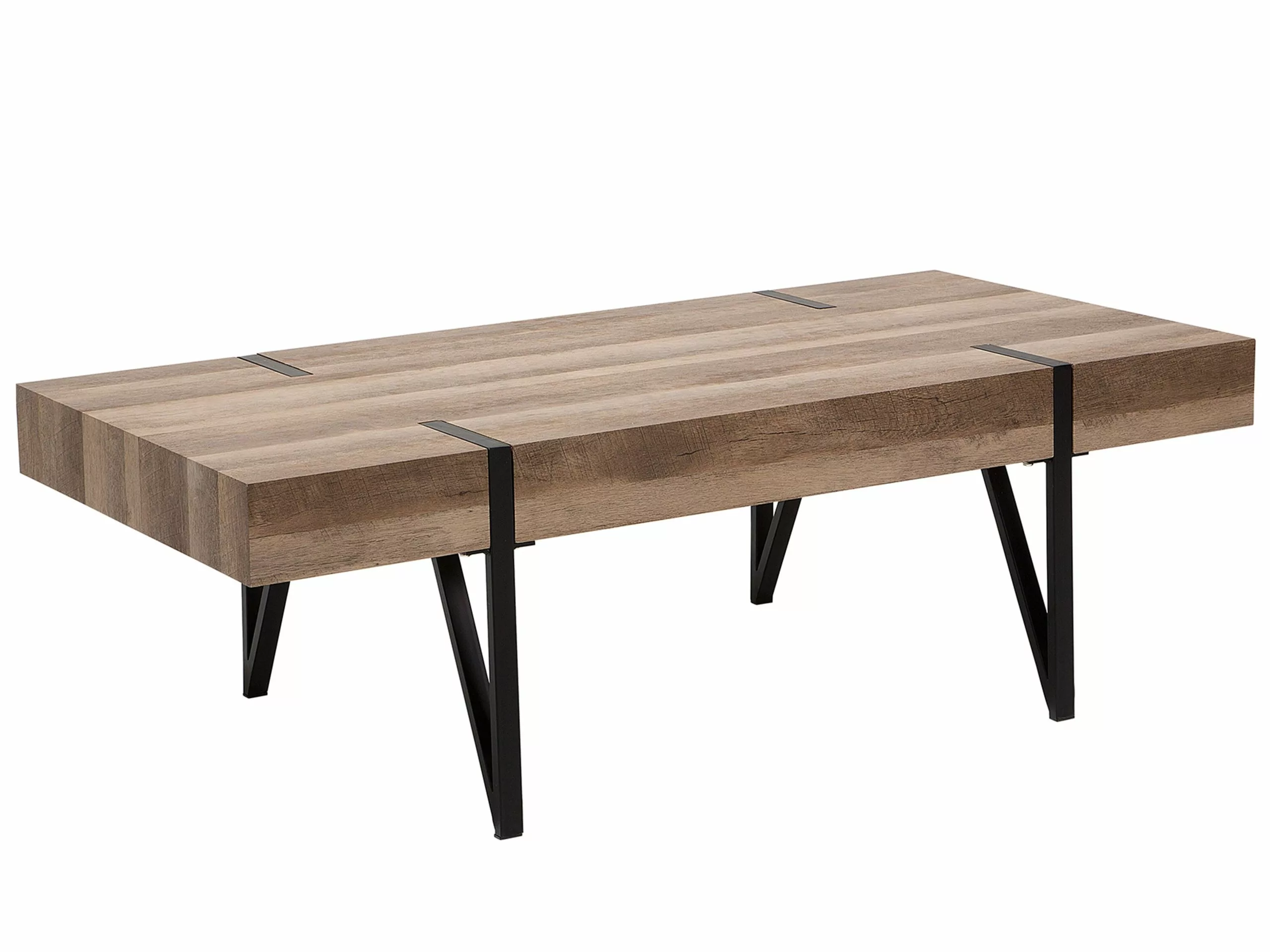 Beliani Mesa De Centro Madera Oscura/negro 110 X 60 Cm ADENA 3 Beliani Mesa De Centro Madera Oscura/negro 110 X 60 Cm ADENA