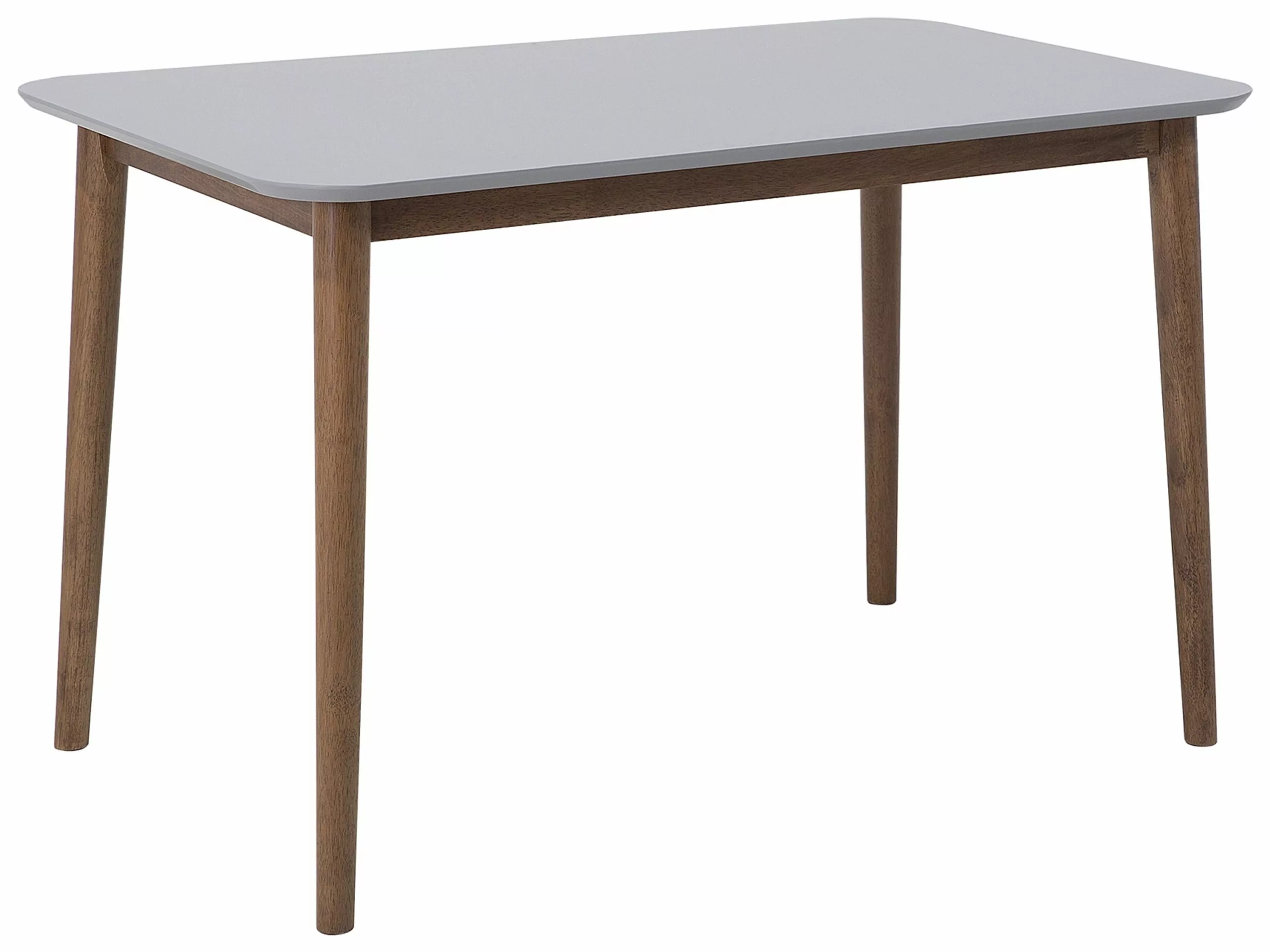 Beliani Mesa De Comedor De Madera De Caucho Oscura/gris Claro 118 X 77 Cm MODESTO 3 Beliani Mesa De Comedor De Madera De Caucho Oscura/gris Claro 118 X 77 Cm MODESTO