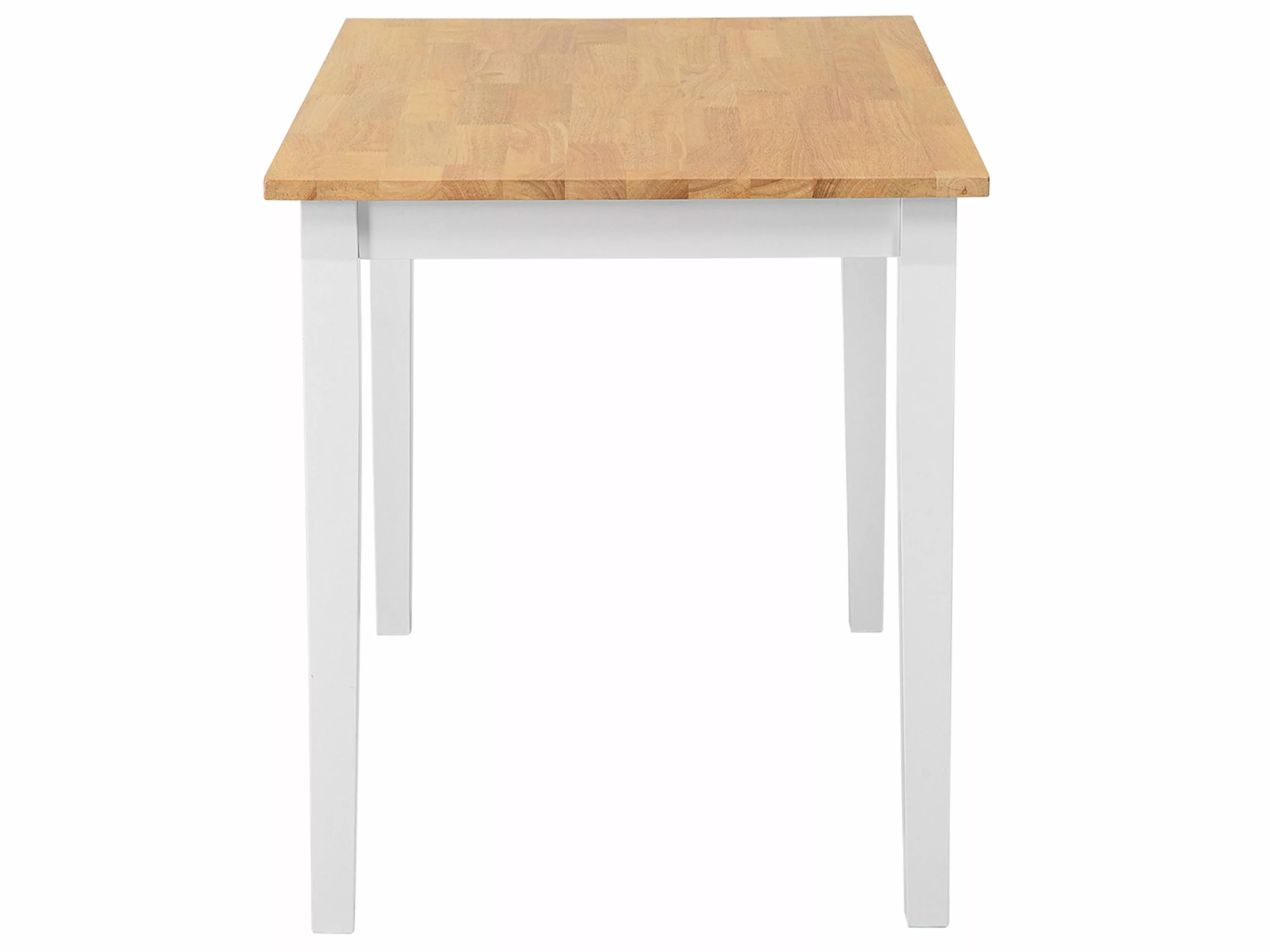 Beliani Mesa De Comedor De Madera De Caucho Clara/blanco Varios Tamaños GEORGIA - Imagen 7