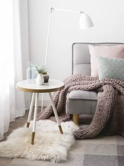 Beliani Mesa Auxiliar Blanco/dorado ⌀ 44 Cm RAMONA -Mesas comercio undef src sa picid 705784 type whitesh image