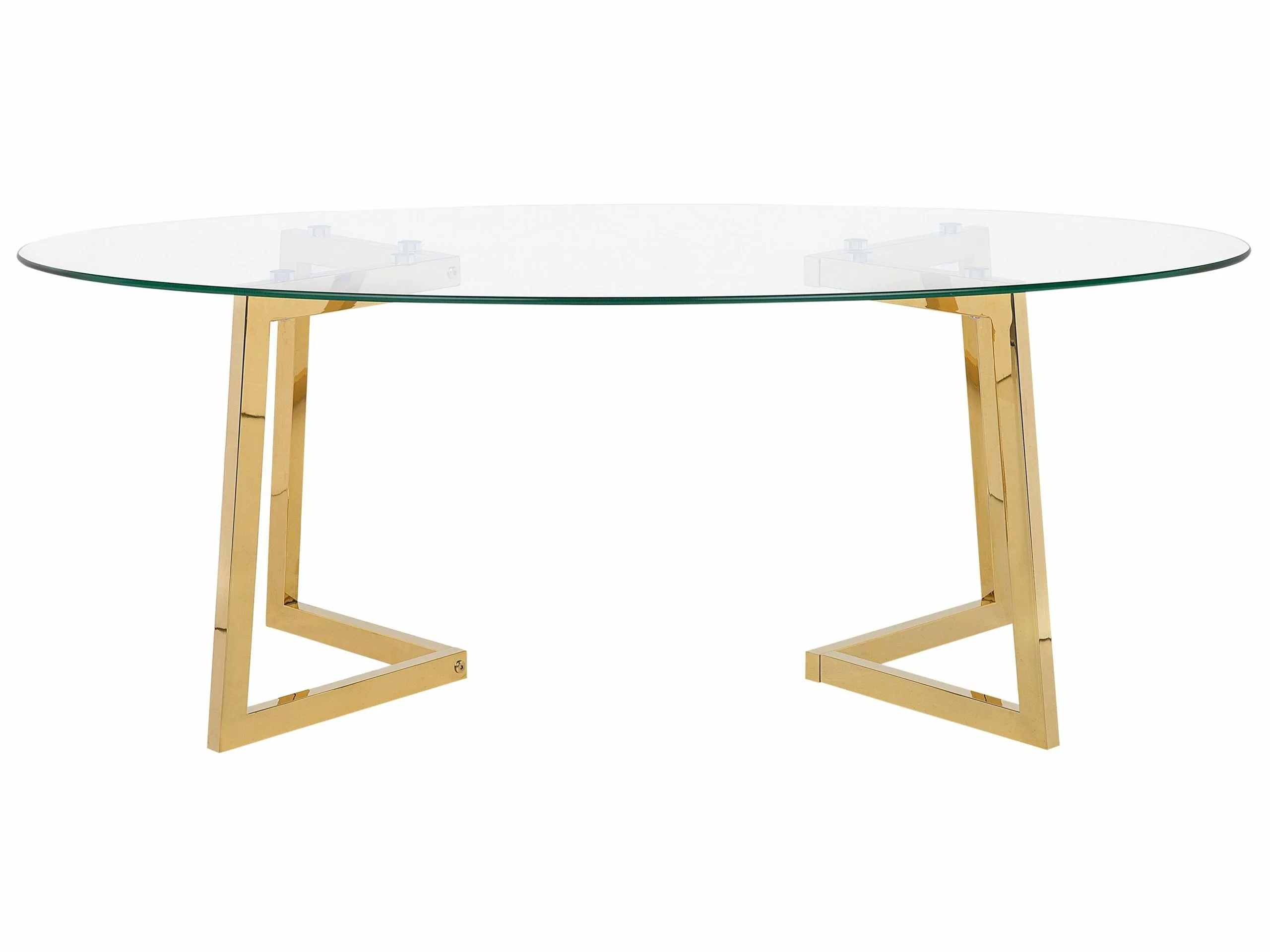 Beliani Mesa De Centro De Vidrio Transparente/dorado 120 Cm FRESNO - Imagen 3