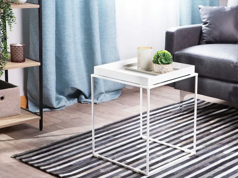 Beliani Mesa Auxiliar De Metal Blanco 38 X 38 Cm SAXON 4 Beliani Mesa Auxiliar De Metal Blanco 38 X 38 Cm SAXON - Imagen 2