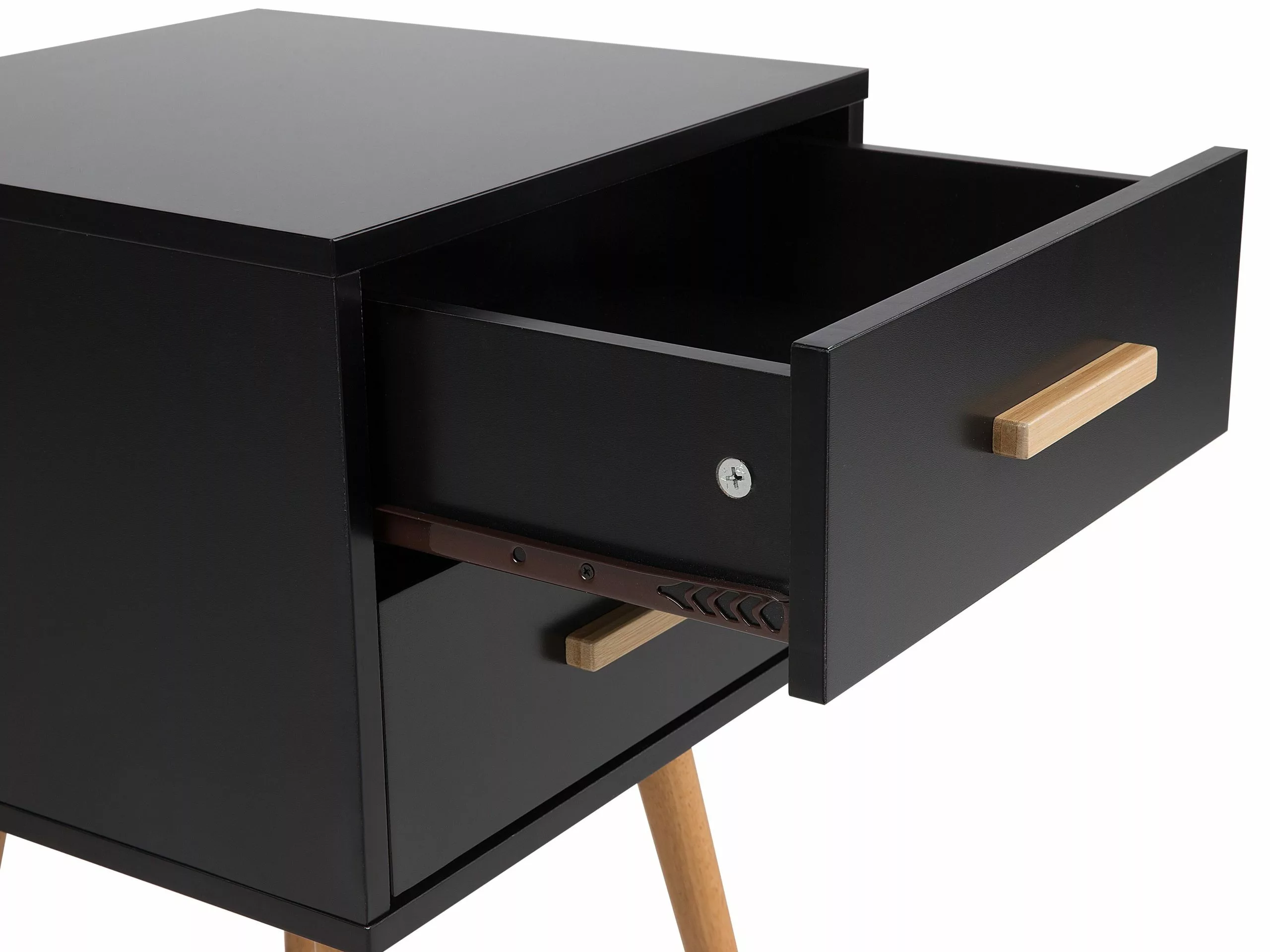 Beliani Mesa Auxiliar Negro/madera Clara 40 X 40 Cm ALABAMA - Imagen 6