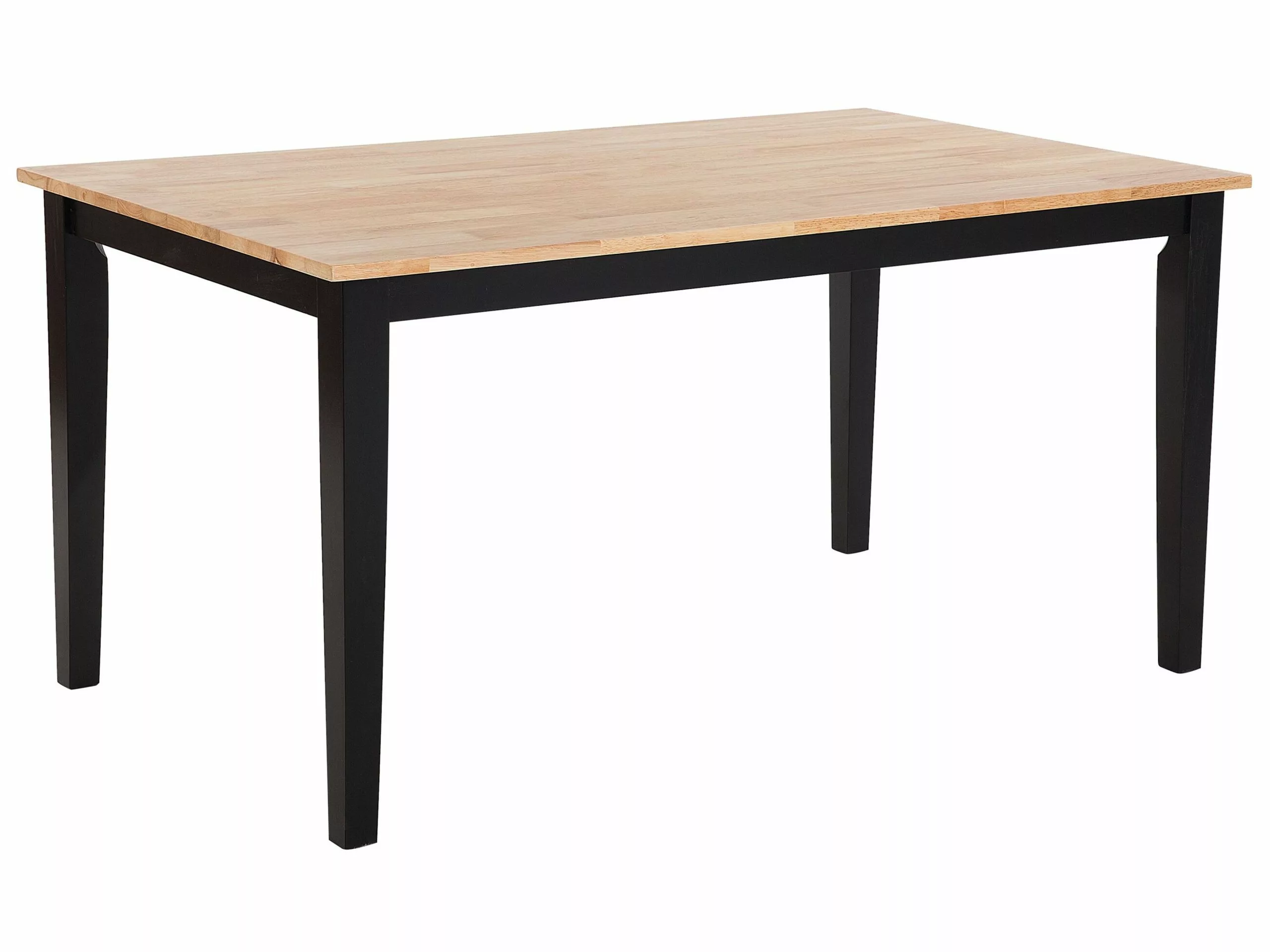 Beliani Mesa De Comedor De Madera De Caucho Clara/negro 150 X 90 Cm GEORGIA 3 Beliani Mesa De Comedor De Madera De Caucho Clara/negro 150 X 90 Cm GEORGIA