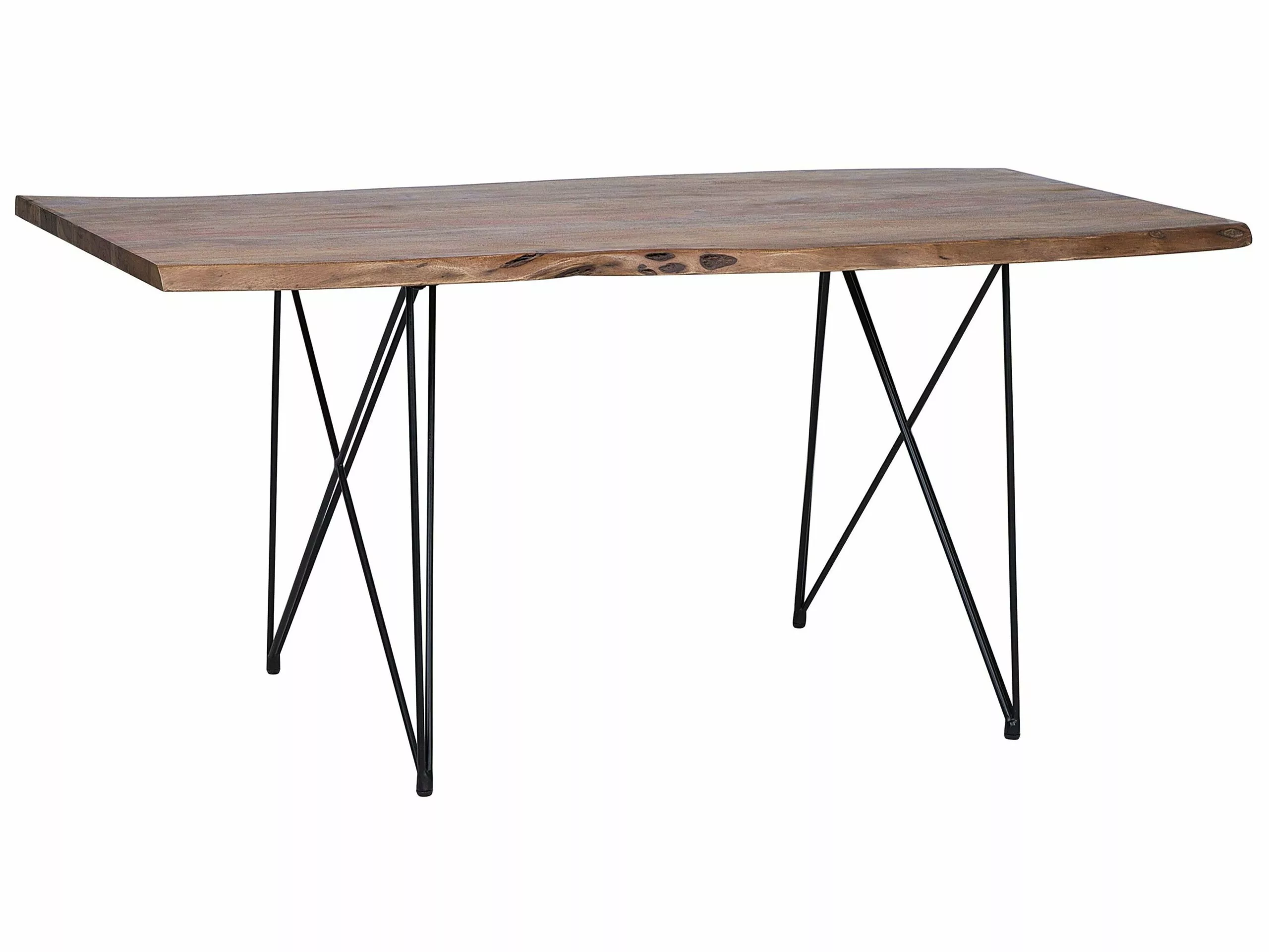 Beliani Mesa De Comedor De Madera De Acacia Oscura/negro MUMBAI