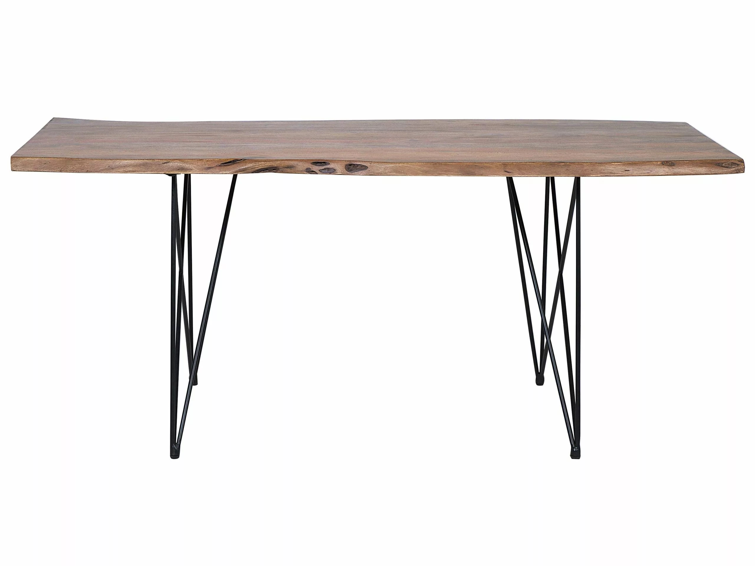 Beliani Mesa De Comedor De Madera De Acacia Oscura/negro MUMBAI - Imagen 5
