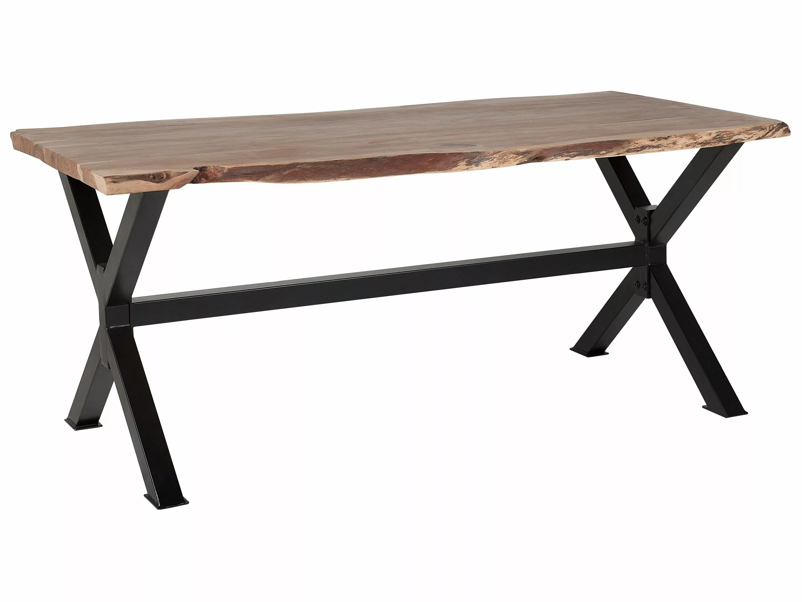 Beliani Mesa De Comedor De Madera De Acacia Clara/negro Varios Tamaños VALBO 3 Beliani Mesa De Comedor De Madera De Acacia Clara/negro Varios Tamaños VALBO