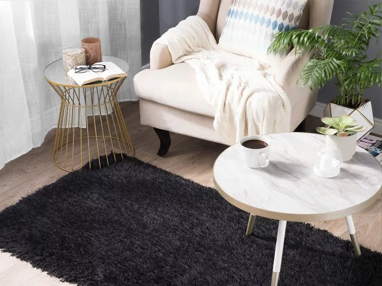 Beliani Mesa De Centro Blanco/dorado ⌀ 61 Cm RAMONA - Imagen 5