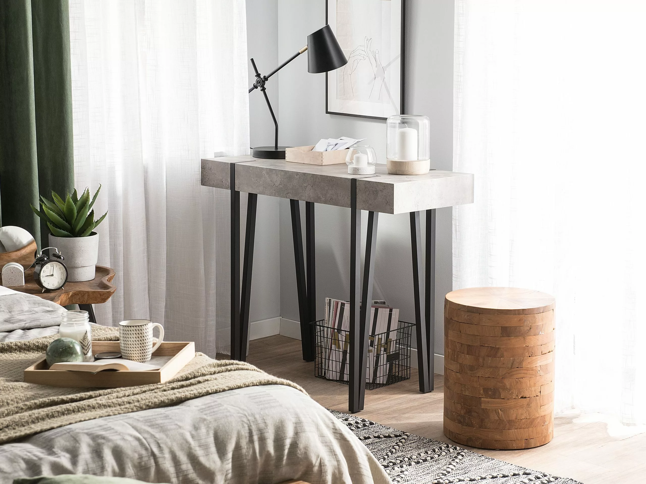 Beliani Mesa Auxiliar De Madera De Teca Clara ⌀ 35 Cm BRANT - Imagen 3