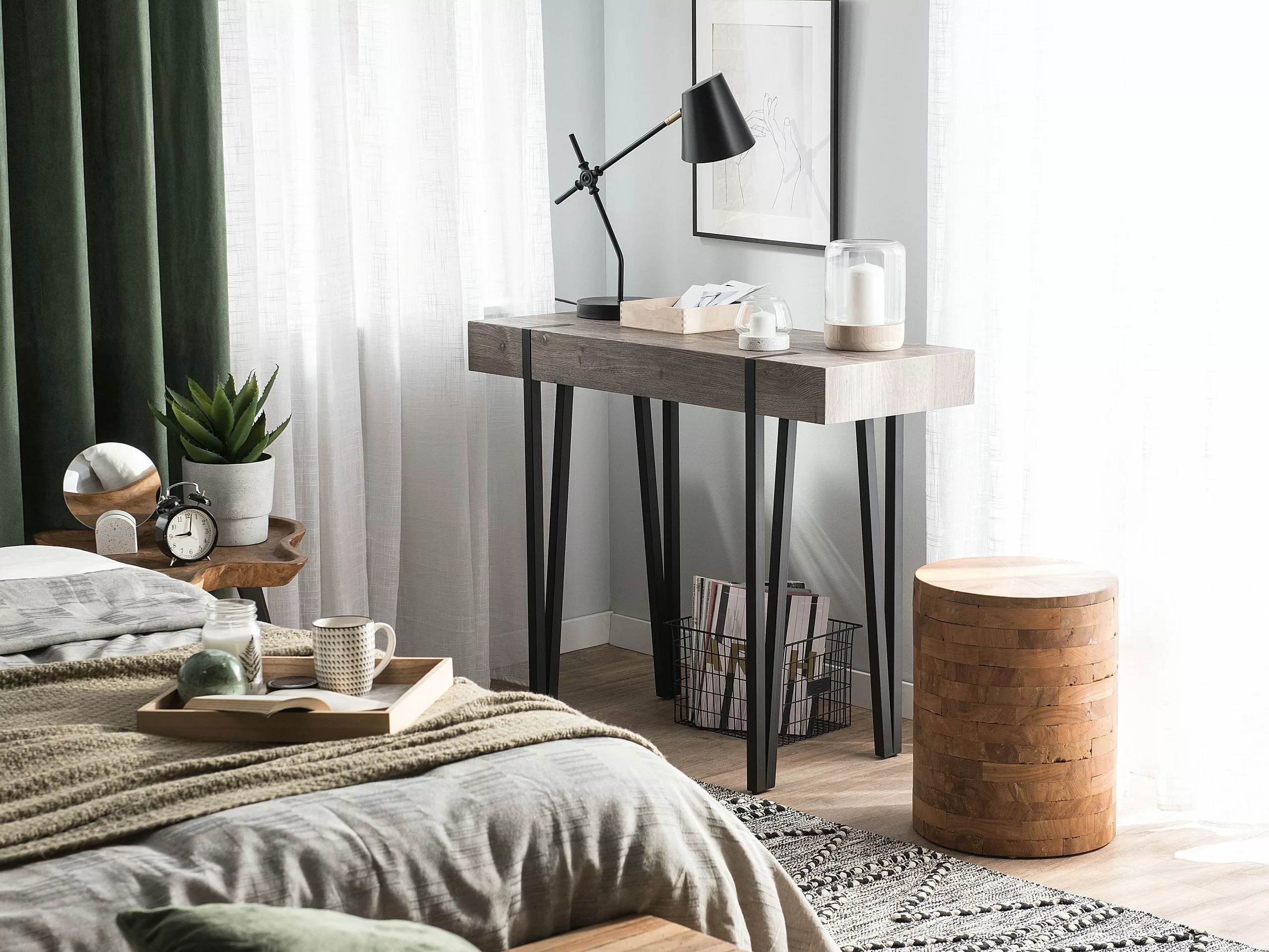 Beliani Consola Madera Oscura/negro 100 X 40 Cm ADENA - Imagen 2