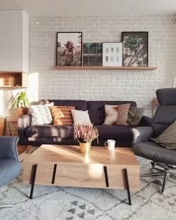 Beliani Mesa De Centro Madera Clara/negro 107 X 59 Cm BLACKPOOL -Mesas comercio undef src sa picid 747263 type whitesh image