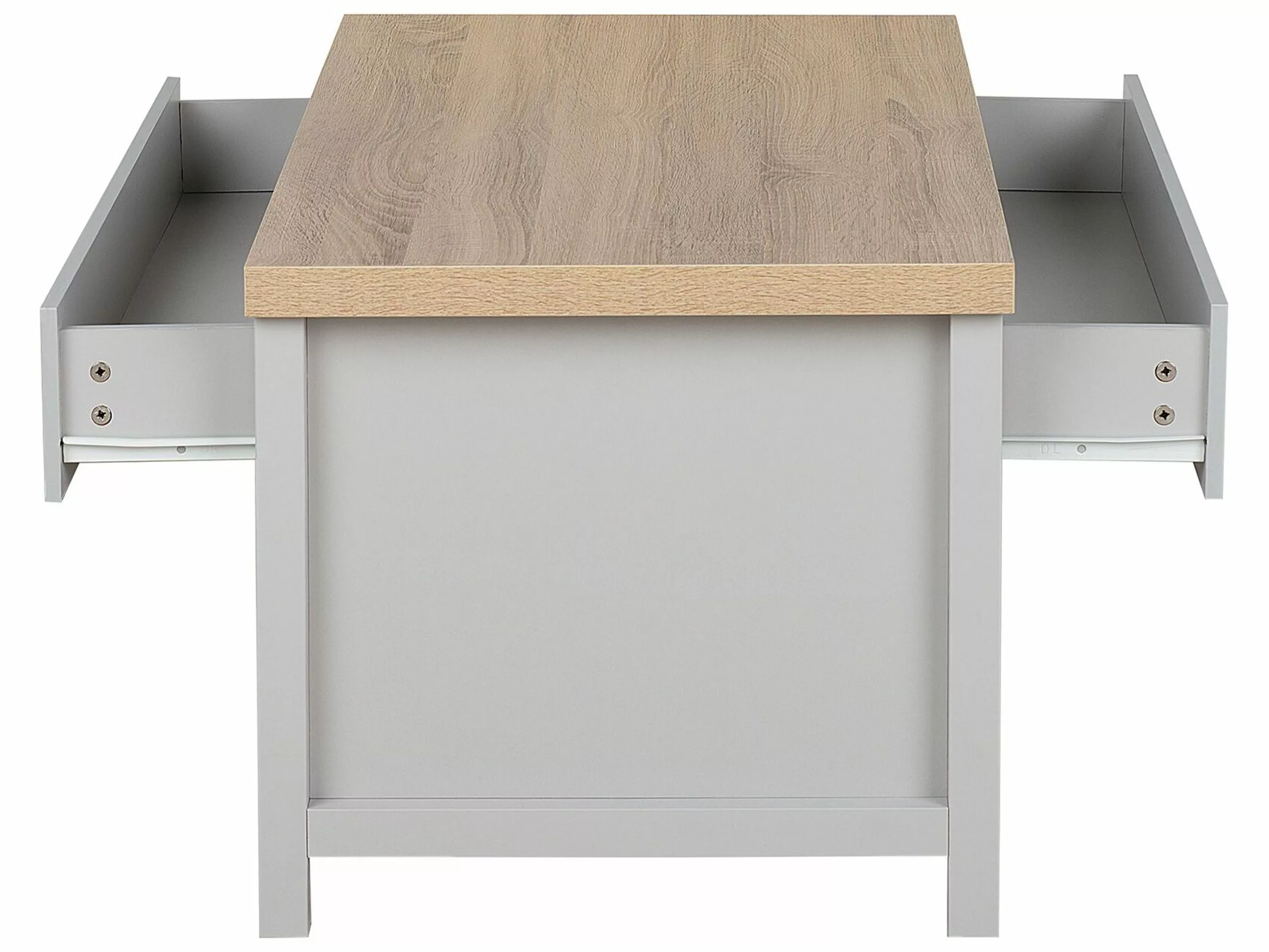 Beliani Mesa De Centro Gris Claro/madera Clara/plateado 99 X 55 Cm CLIO - Imagen 5