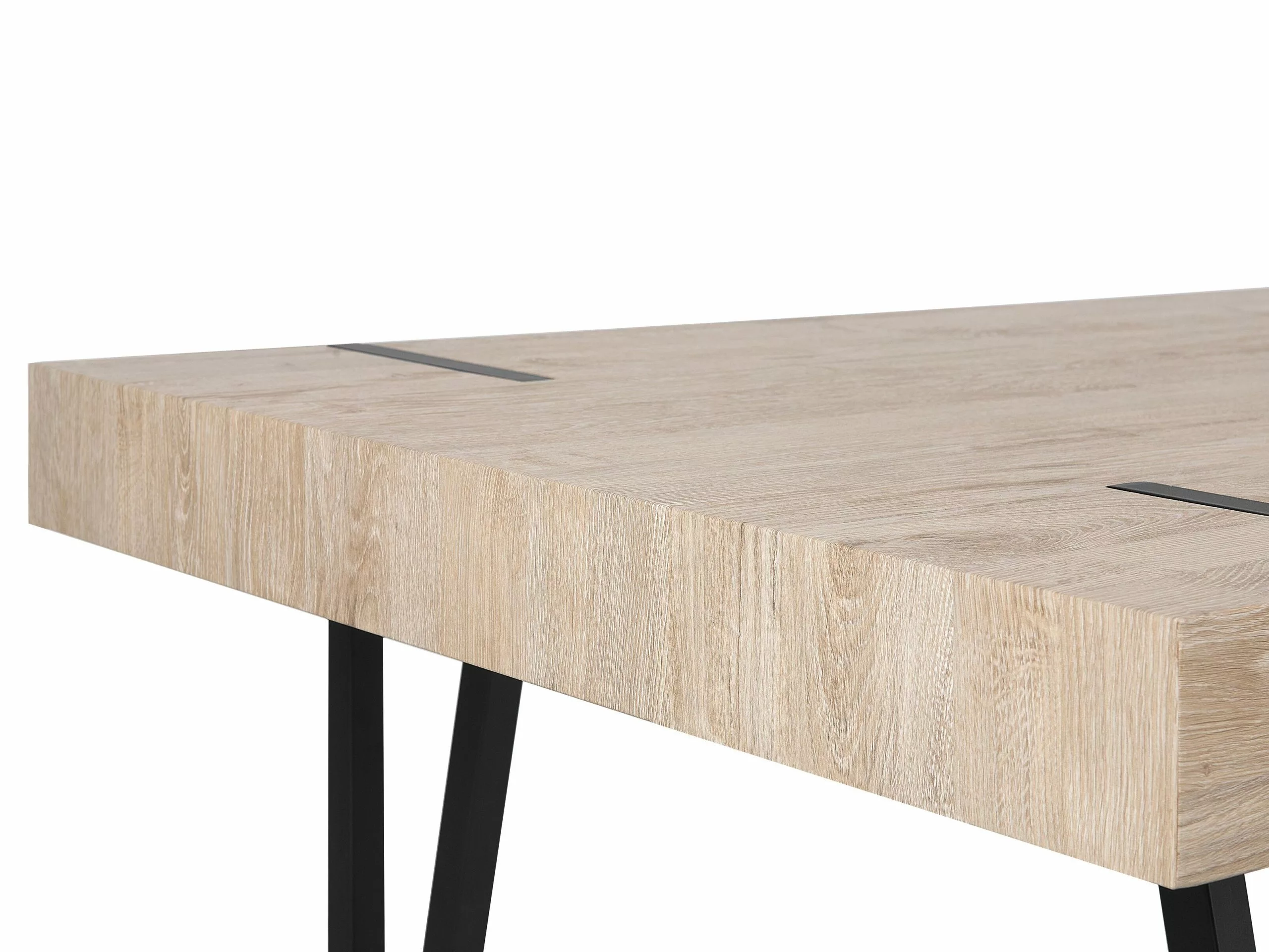 Beliani Mesa De Comedor Madera Clara/negro Varios Tamaños ADENA - Imagen 6