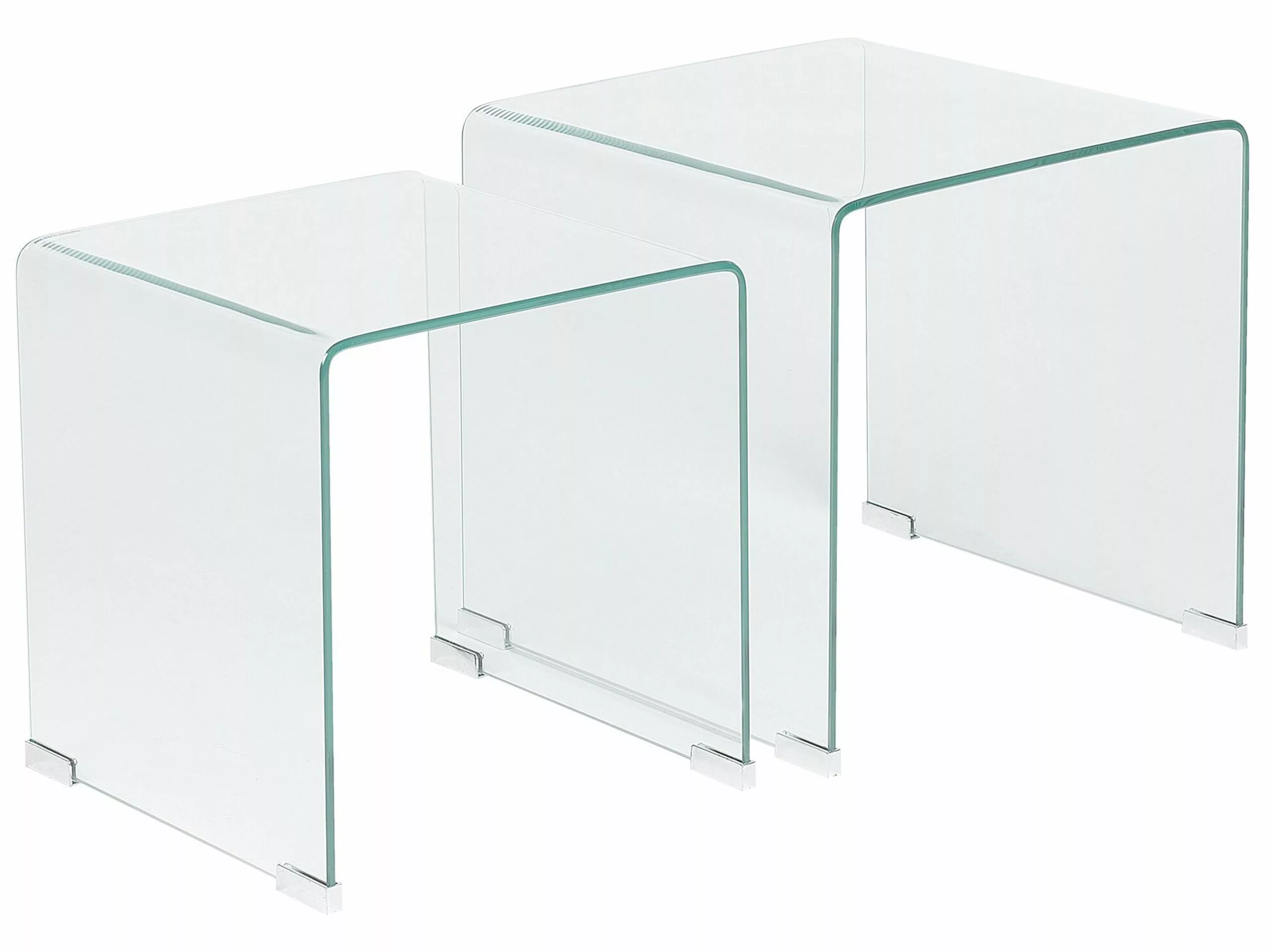 Beliani Conjunto De 2 Mesas De Centro De Vidrio Templado Transparente KENDALL - Imagen 5