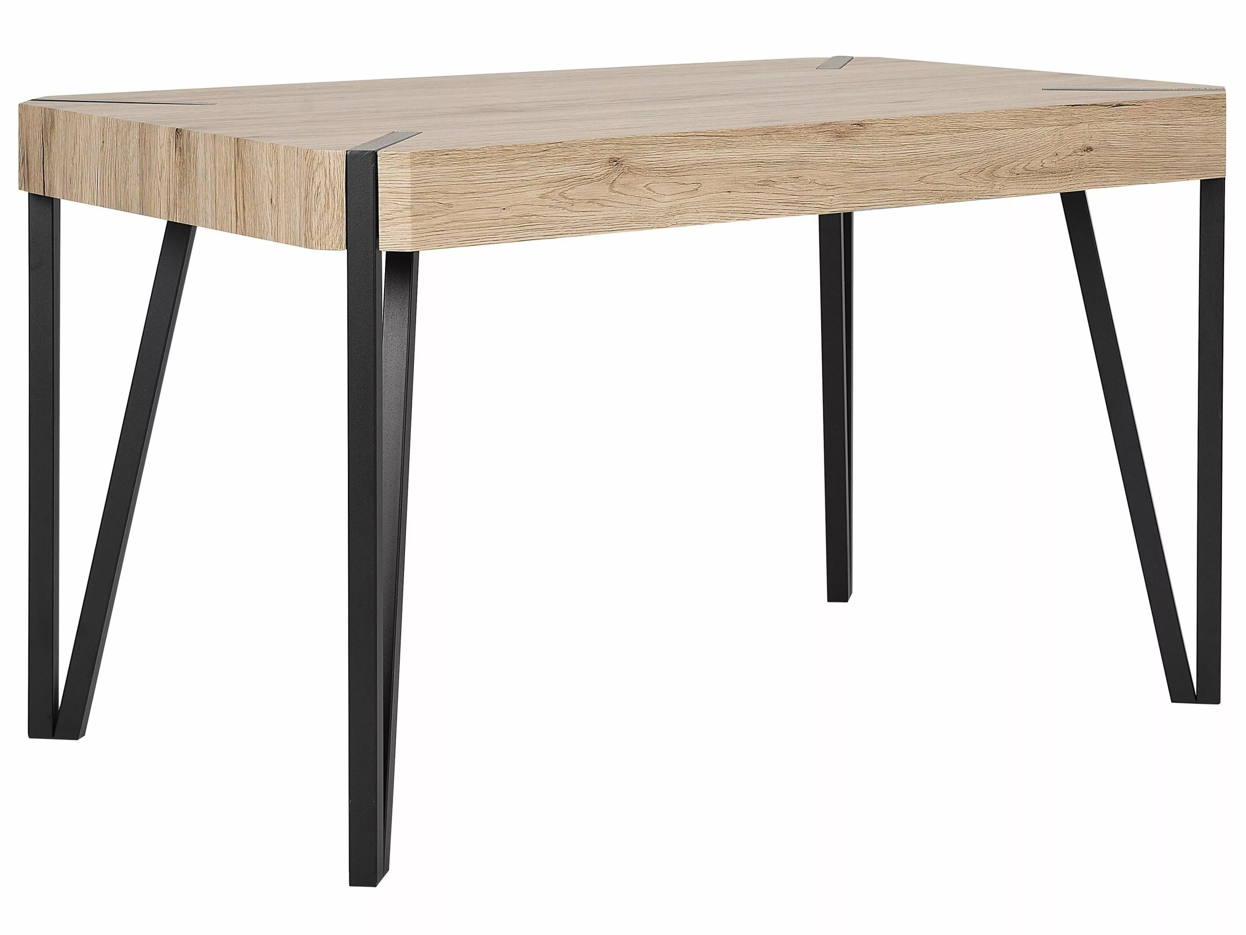 Beliani Mesa De Comedor Madera Clara/negro 130 X 80 Cm CAMBELL 3 Beliani Mesa De Comedor Madera Clara/negro 130 X 80 Cm CAMBELL