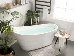 Beliani Mesa Auxiliar De Madera De Teca Clara/negro 60 Cm ELSA -Mesas comercio undef src sa picid 755520 type color image