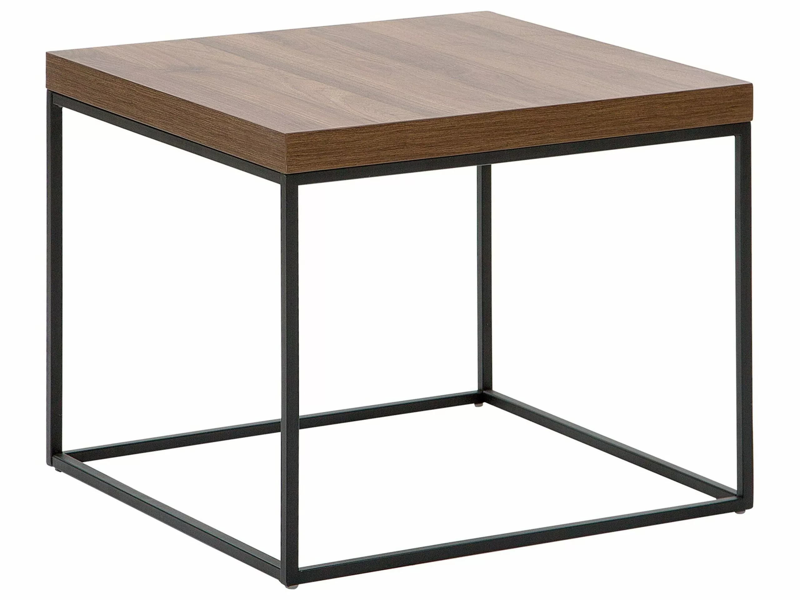 Beliani Mesa Auxiliar Madera Oscura/negro 60 X 60 Cm DORRIS