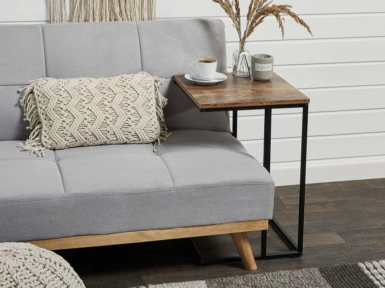 Beliani Mesa Auxiliar Madera Oscura/negro/marrón Dorado 40 X 40 Cm TROY - Imagen 2