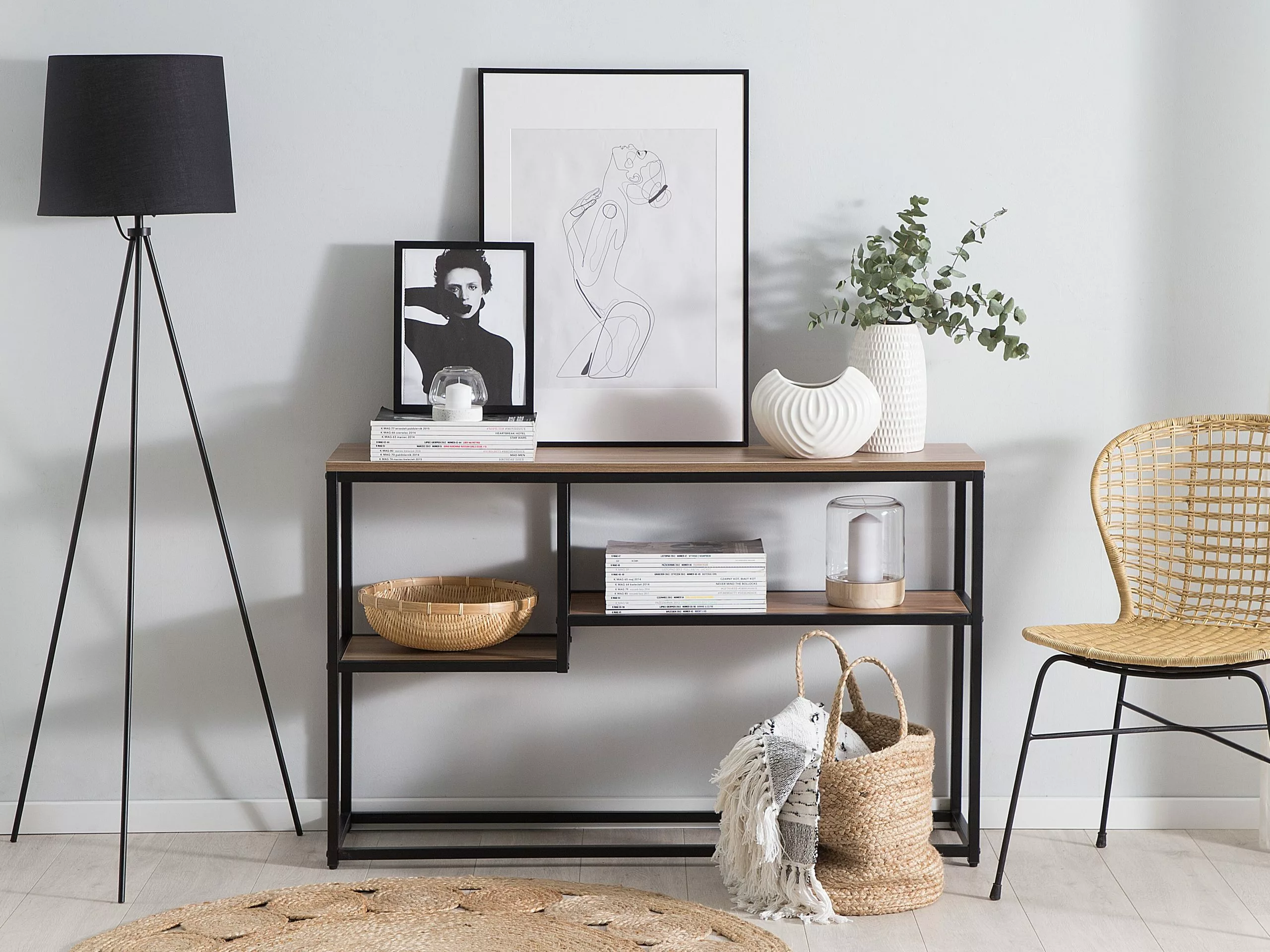 Beliani Consola Madera Oscura/negro 120 X 30 Cm BELMONT - Imagen 2