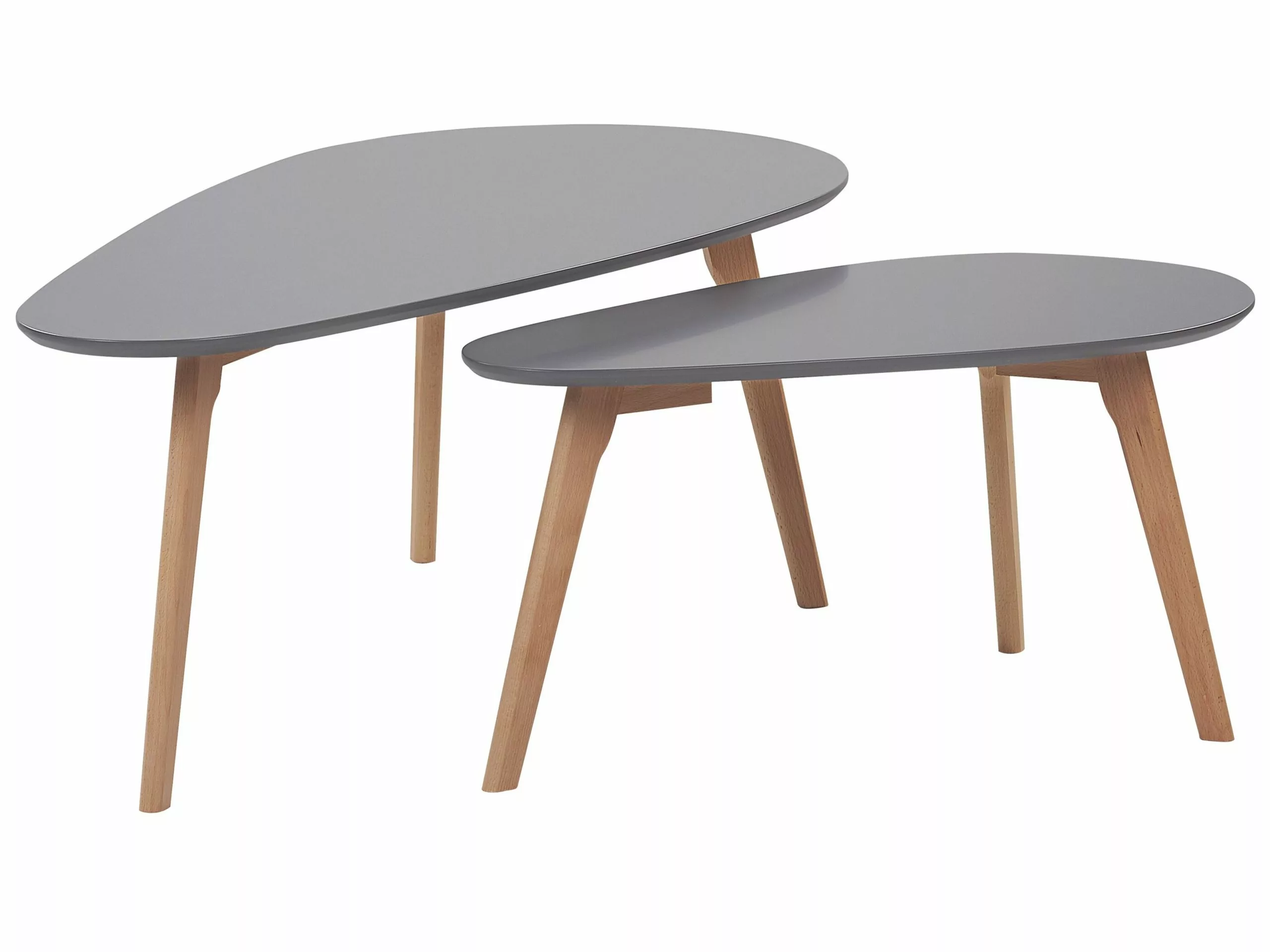 Beliani Conjunto De 2 Mesas De Centro Gris/madera Clara FLY III 3 Beliani Conjunto De 2 Mesas De Centro Gris/madera Clara FLY III