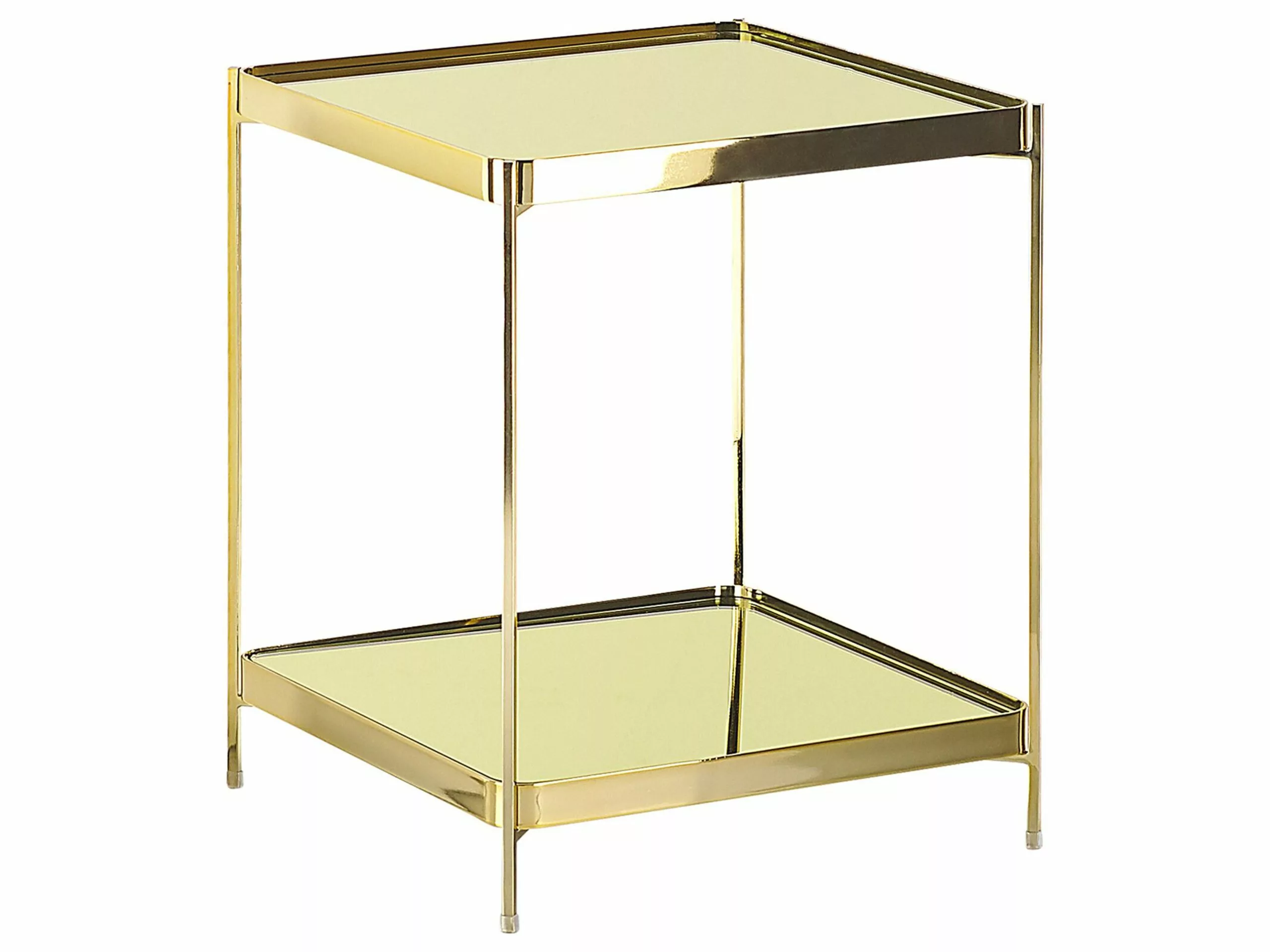 Beliani Mesa Auxiliar De Metal/vidrio Templado Dorado 41 X 41 Cm ALSEA
