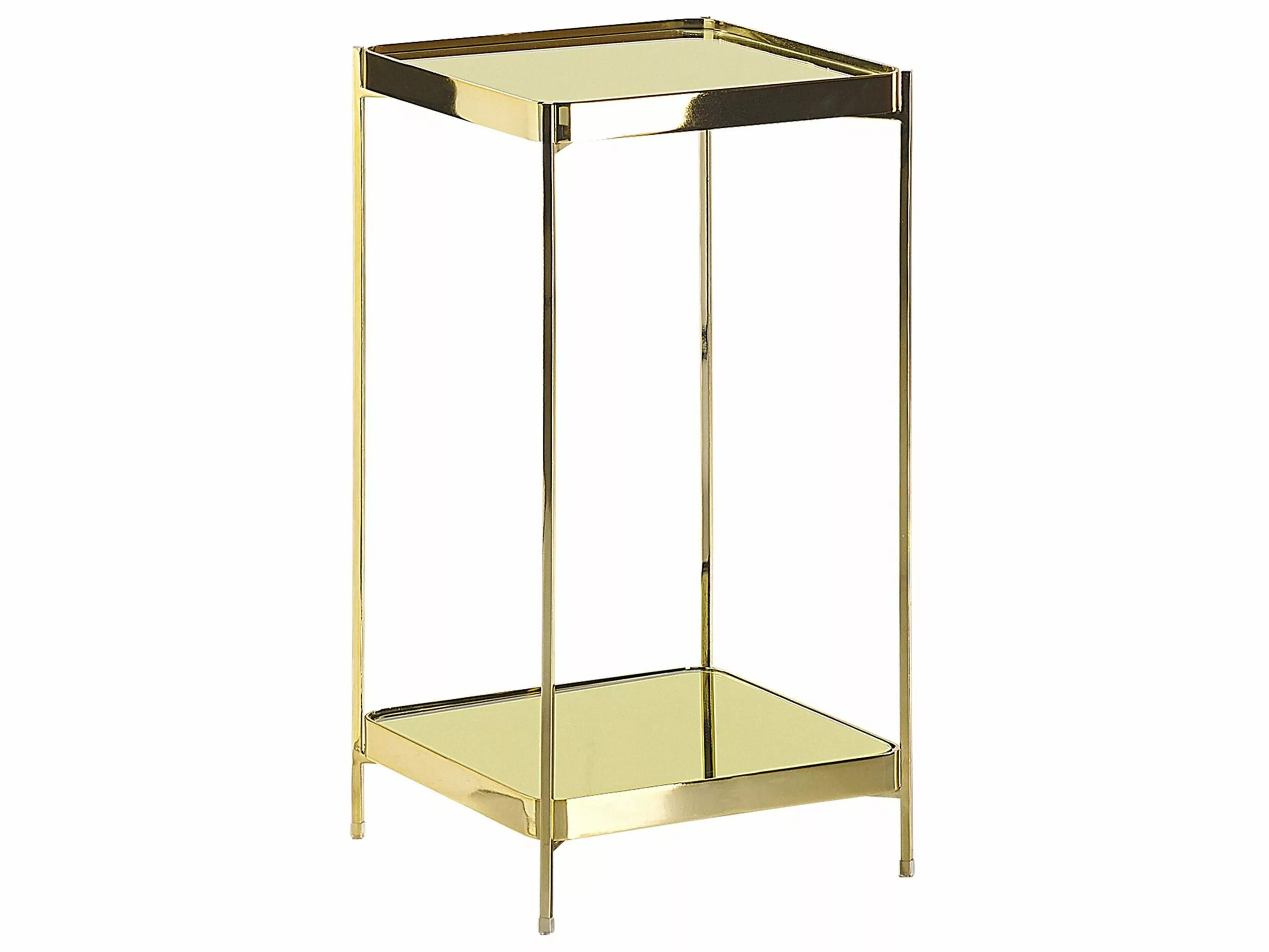 Beliani Mesa Auxiliar De Metal/vidrio Templado Dorado 29 X 29 Cm ALSEA 3 Beliani Mesa Auxiliar De Metal/vidrio Templado Dorado 29 X 29 Cm ALSEA