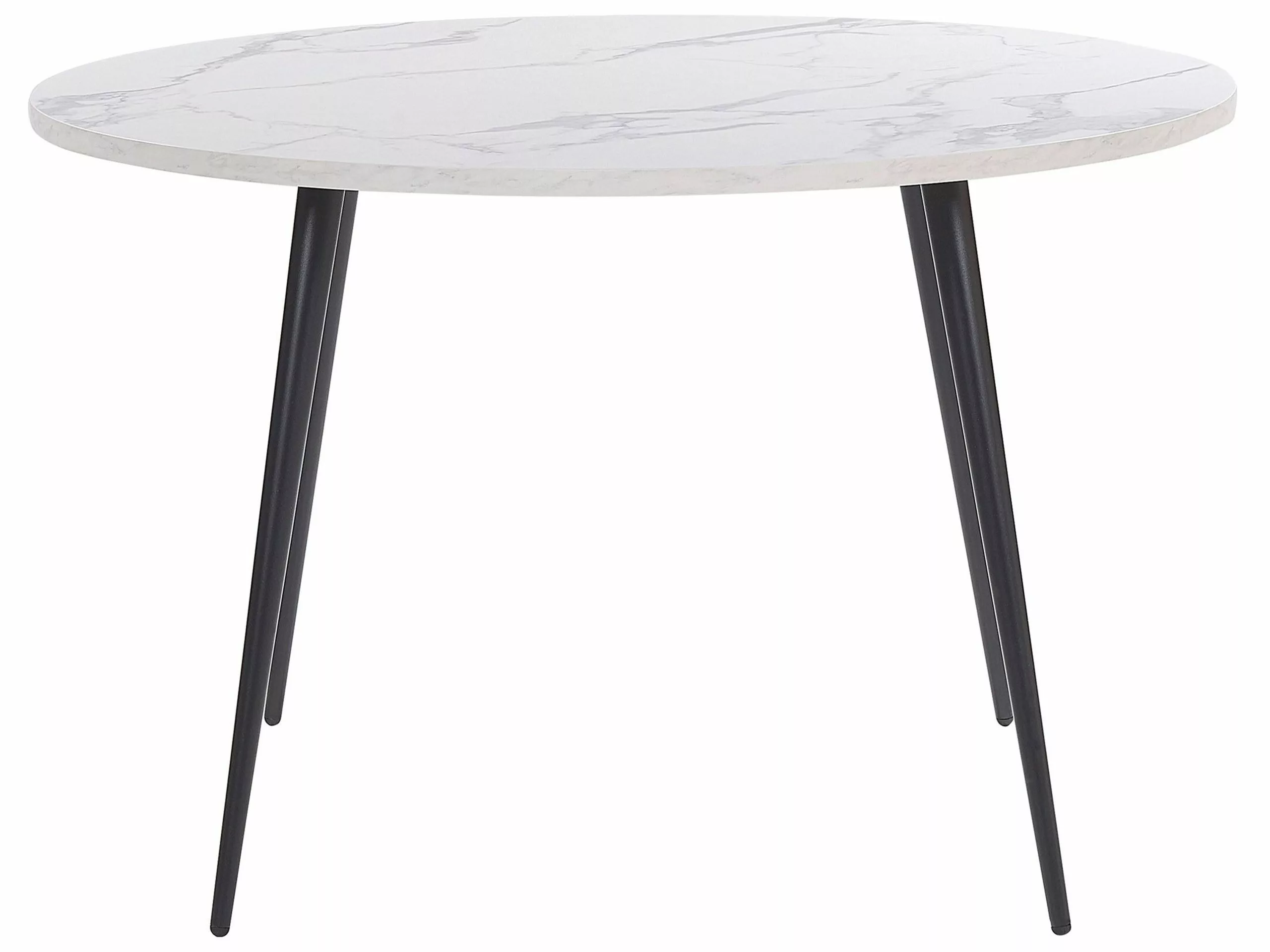 Beliani Mesa De Comedor Blanco/negro ⌀ 120 Cm ODEON