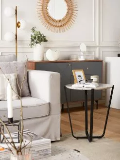 Beliani Mesa Auxiliar Gris Claro/negro ø 50 Cm VALERA -Mesas comercio undef src sa picid 779153 type whitesh image