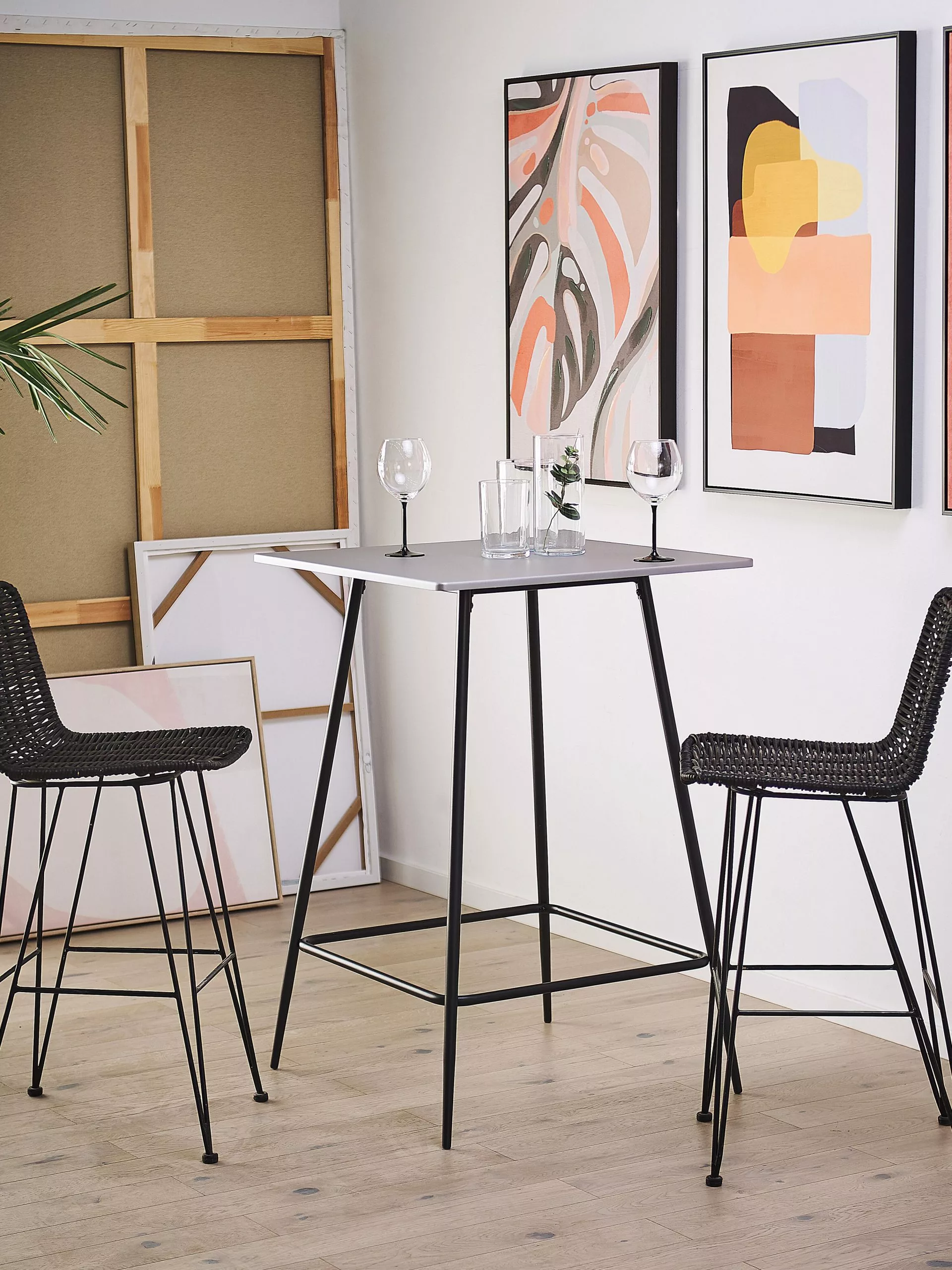 Beliani Mesa De Bar Gris/negro 70 X 70 Cm VELTA - Imagen 3