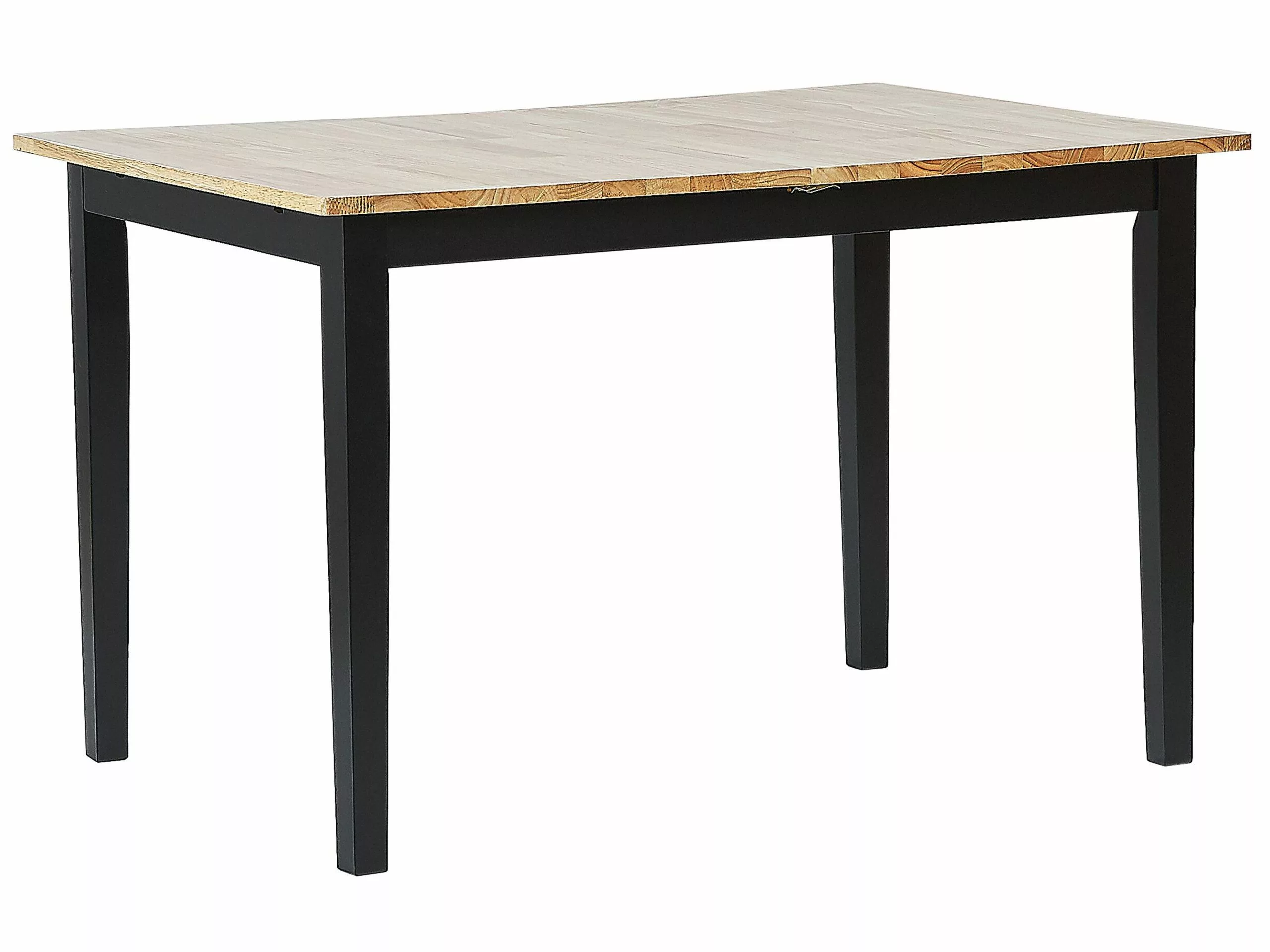 Beliani Mesa De Comedor Extensible De Madera De Caucho Clara/negro 120/150 X 80 Cm HOUSTON - Imagen 5