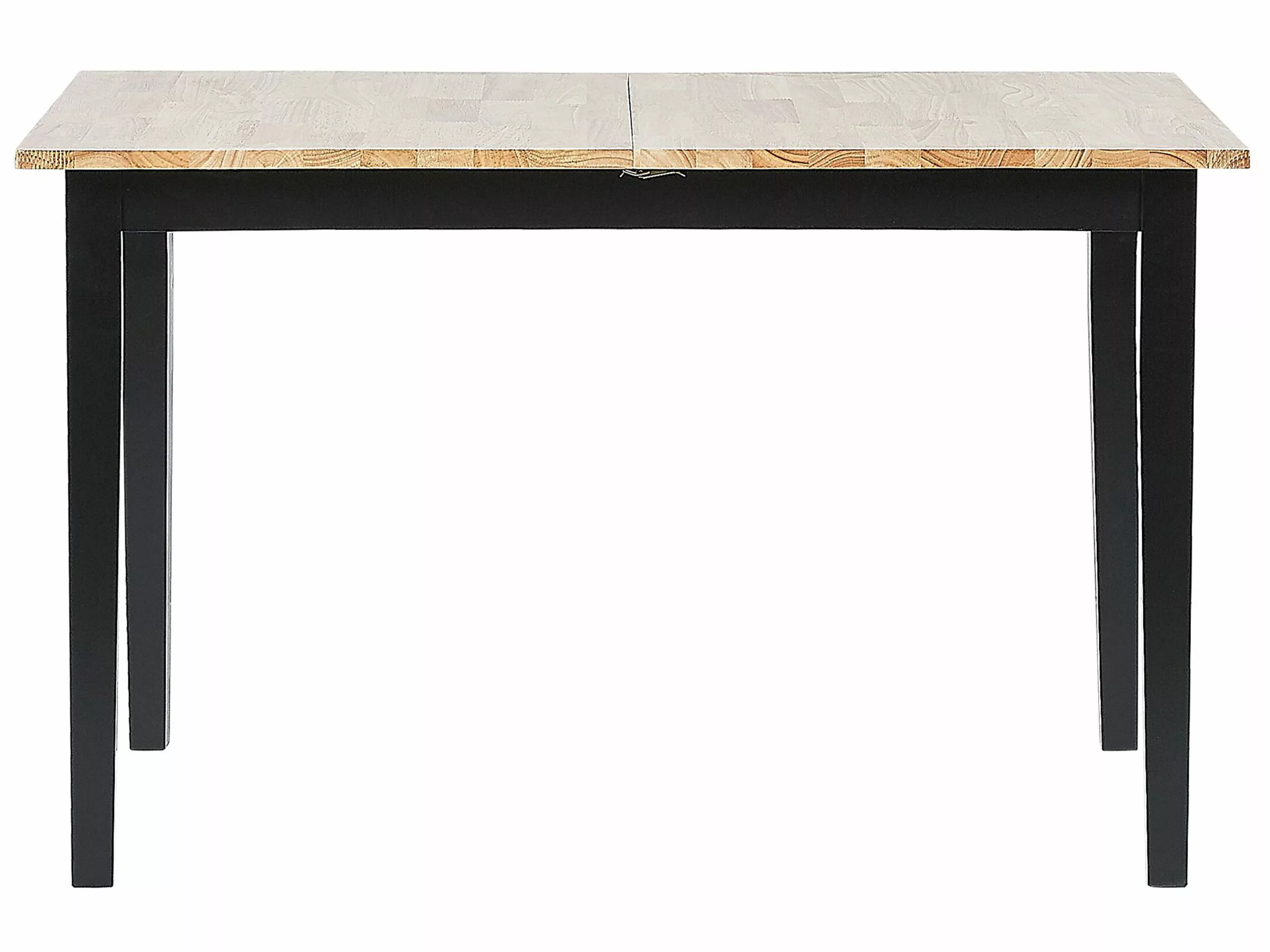 Beliani Mesa De Comedor Extensible De Madera De Caucho Clara/negro 120/150 X 80 Cm HOUSTON - Imagen 7
