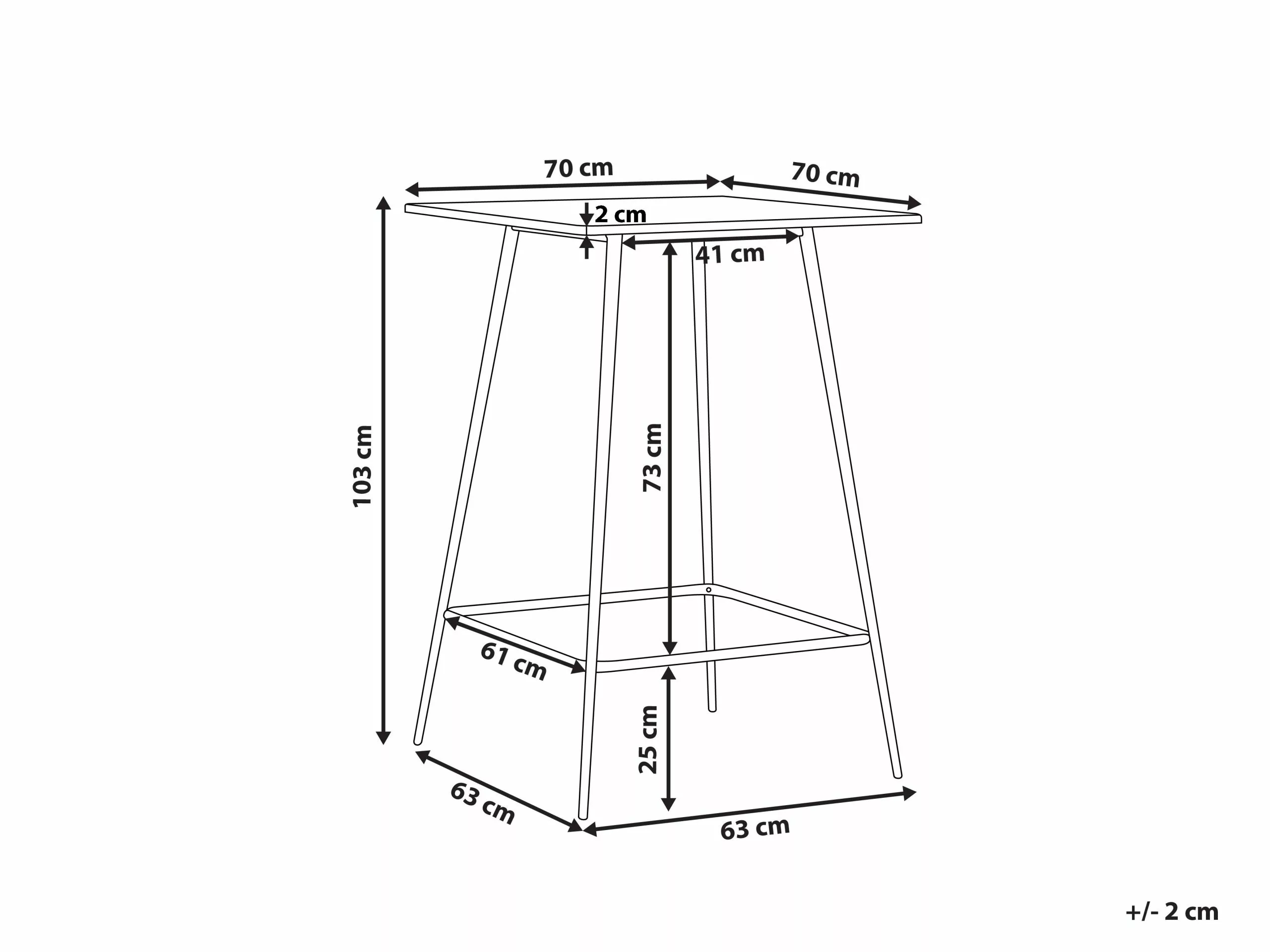 Beliani Mesa De Bar Gris/negro 70 X 70 Cm VELTA - Imagen 8