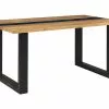 Beliani Mesa De Comedor De Metal/madera De Acacia Clara/negro/azul 160 X 90 Cm RIVIERE -Mesas comercio undef src sa picid 786298 type whitesh image