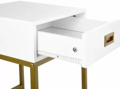 Beliani Mesa Auxiliar Blanco/dorado 40 X 40 Cm LARGO 15 Beliani Mesa Auxiliar Blanco/dorado 40 X 40 Cm LARGO -Mesas comercio undef src sa picid 790545 type whitesh image
