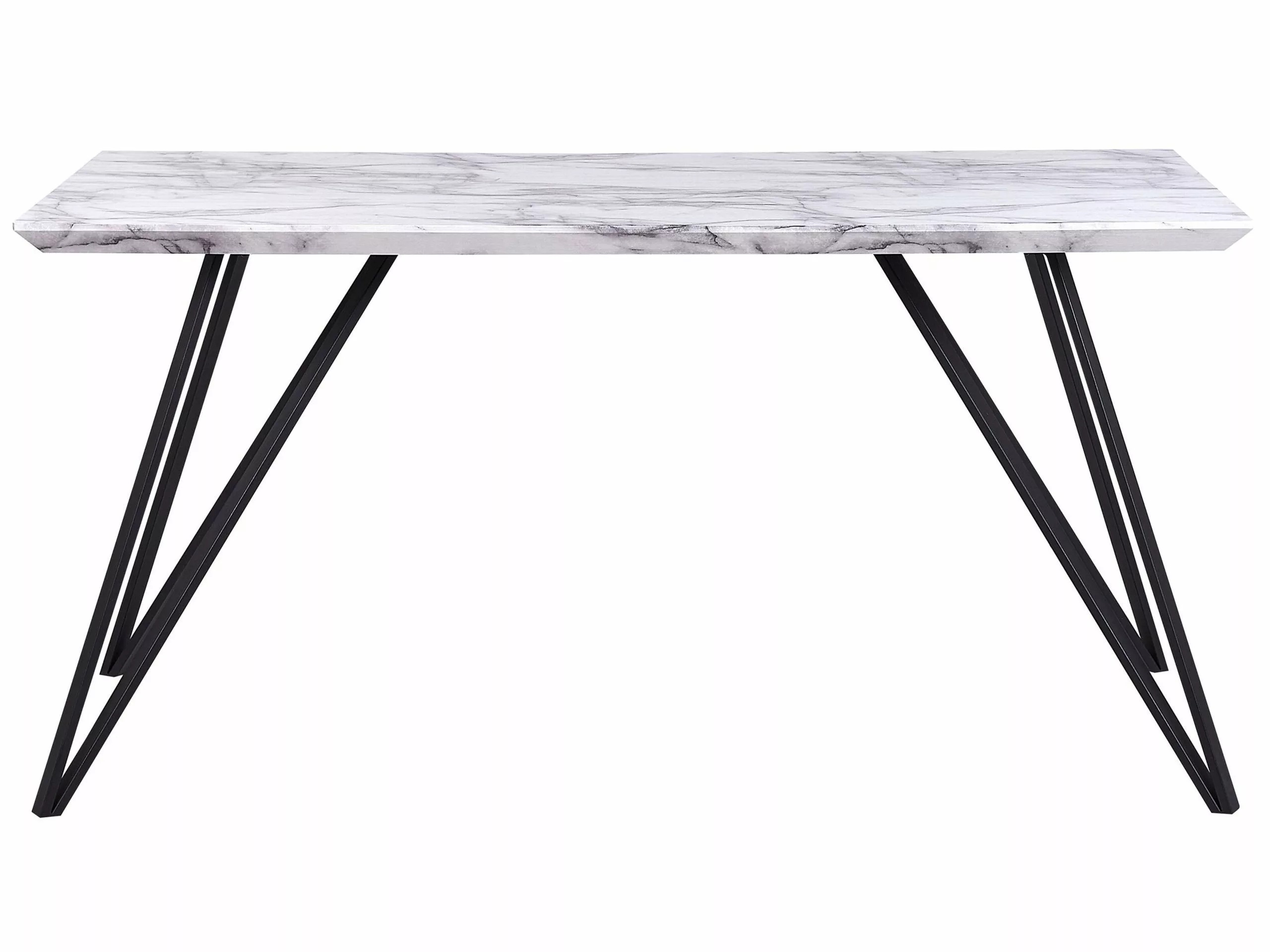 Beliani Mesa De Comedor Blanco/negro 150 X 80 Cm MOLDEN - Imagen 3