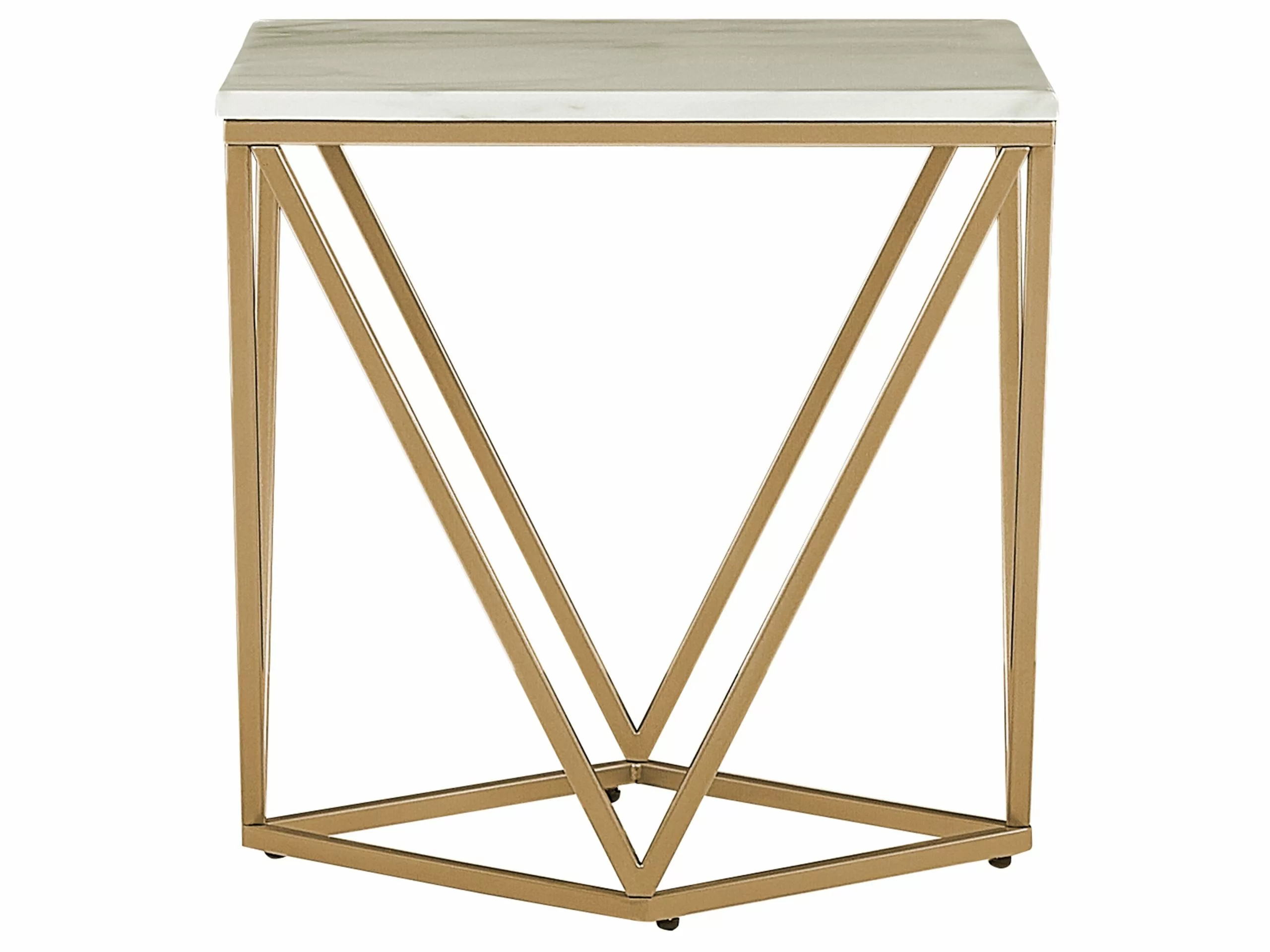 Beliani Mesa Auxiliar Beige/dorado 50 X 50 Cm MALIBU - Imagen 4