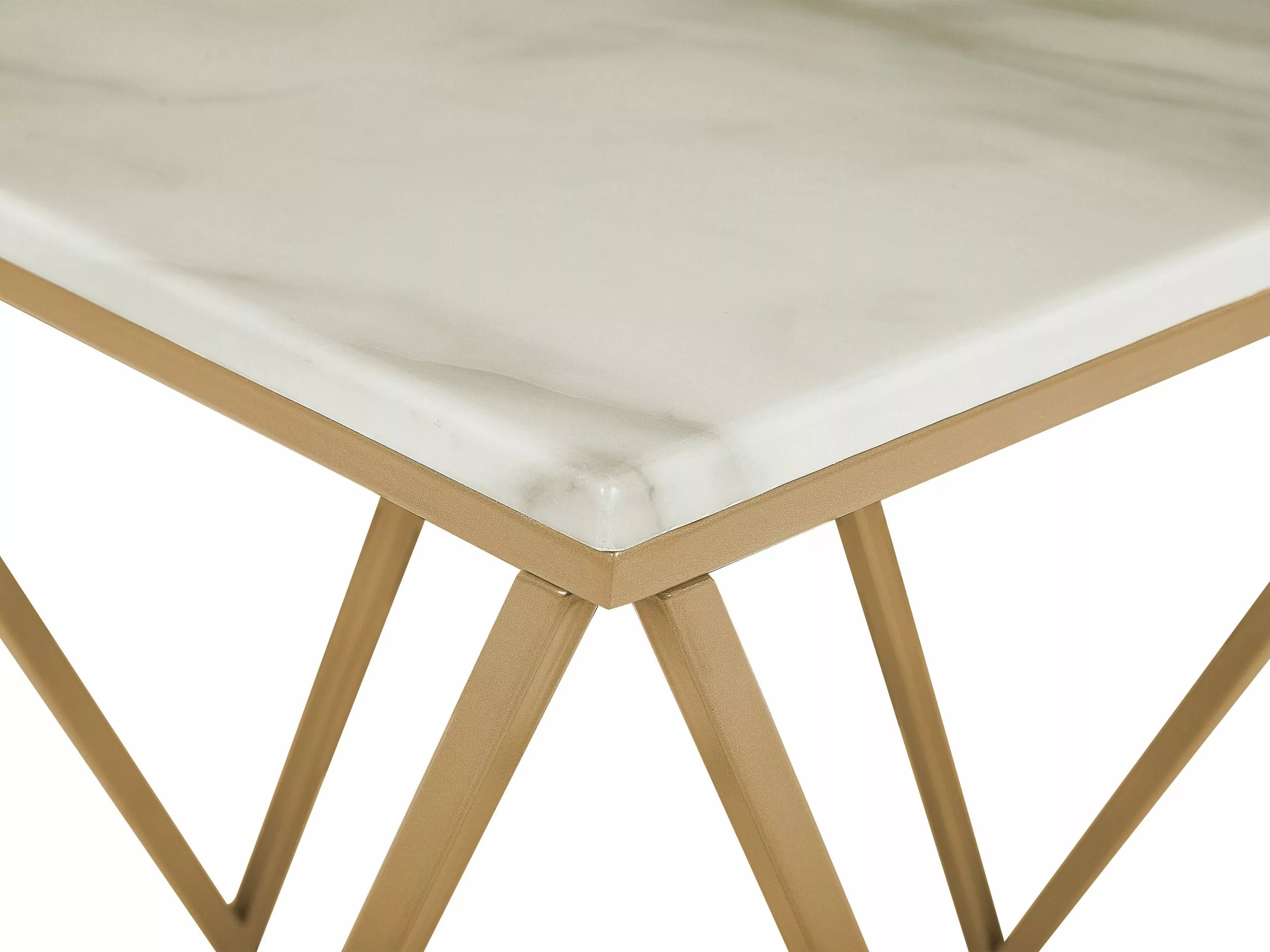Beliani Mesa Auxiliar Beige/dorado 50 X 50 Cm MALIBU - Imagen 5