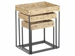 Beliani Conjunto De 3 Mesas De Centro De Jacinto De Agua Beige/natural/negro HAWI -Mesas comercio undef src sa picid 792111 type whitesh image