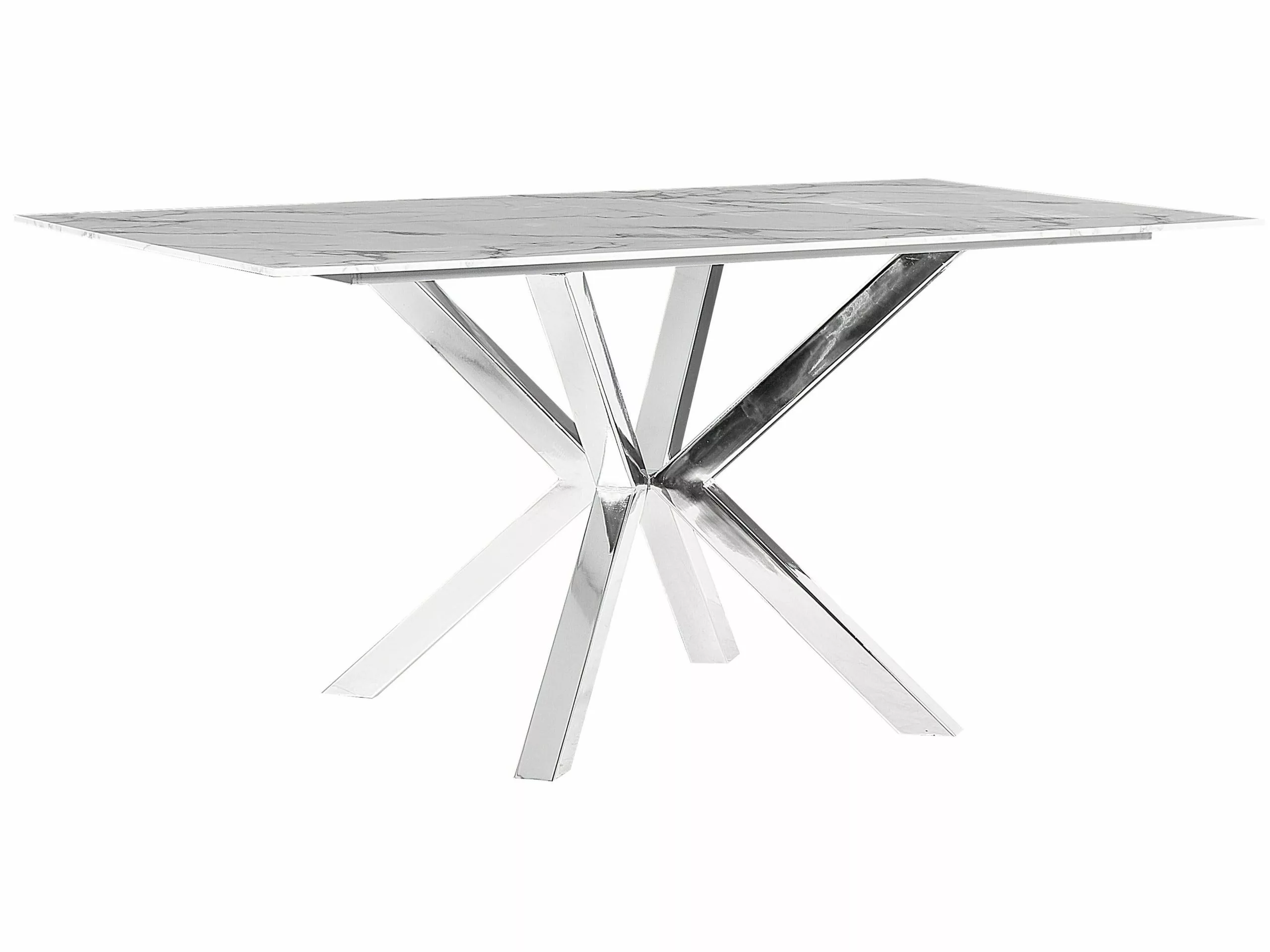 Beliani Mesa De Comedor De Vidrio Templado Gris/blanco/plateado 160 X 90 Cm SABROSA 3 Beliani Mesa De Comedor De Vidrio Templado Gris/blanco/plateado 160 X 90 Cm SABROSA