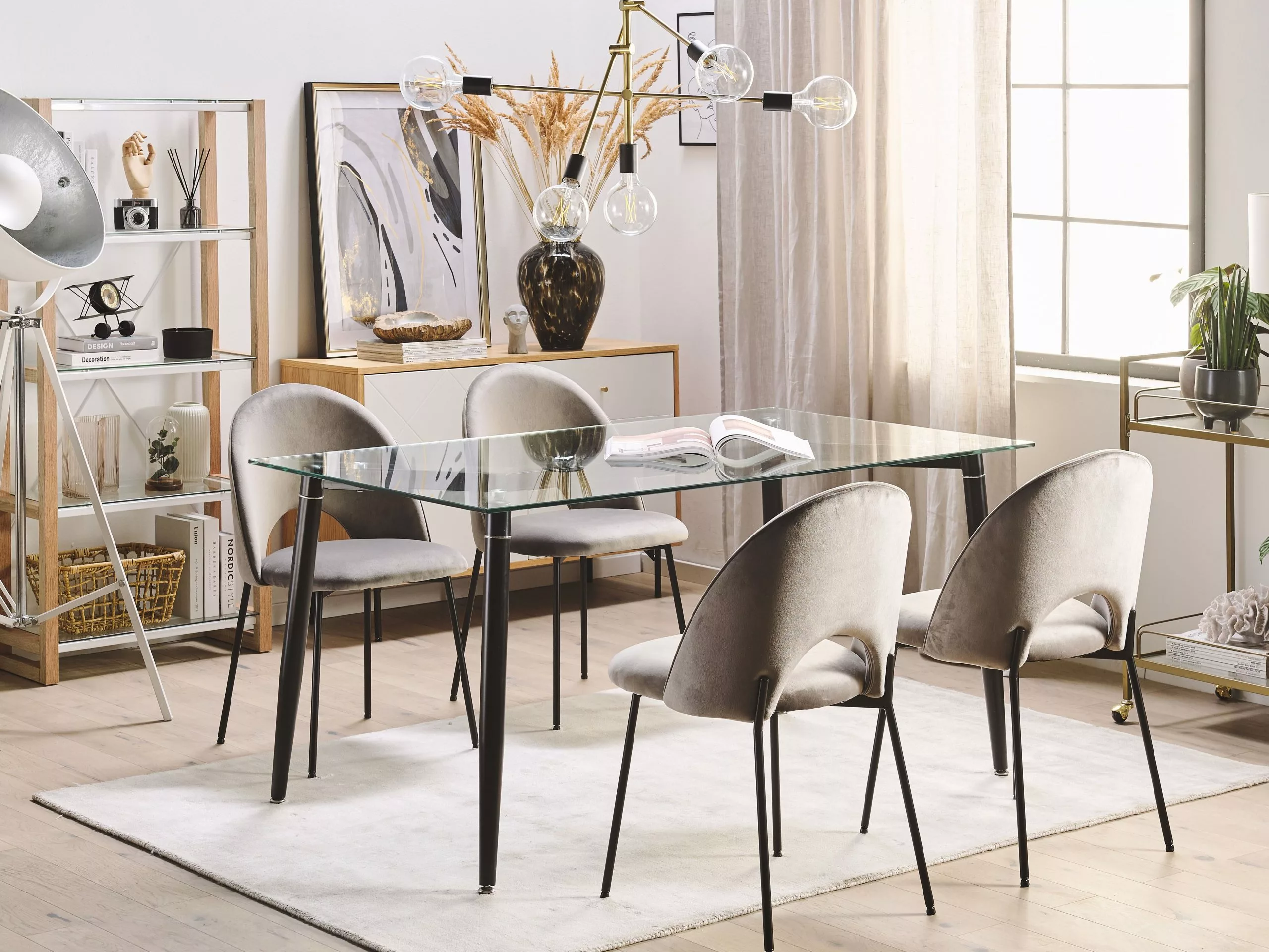 Beliani Mesa De Comedor De Vidrio Templado Transparente/negro 150 X 90 Cm TOTHAM - Imagen 2