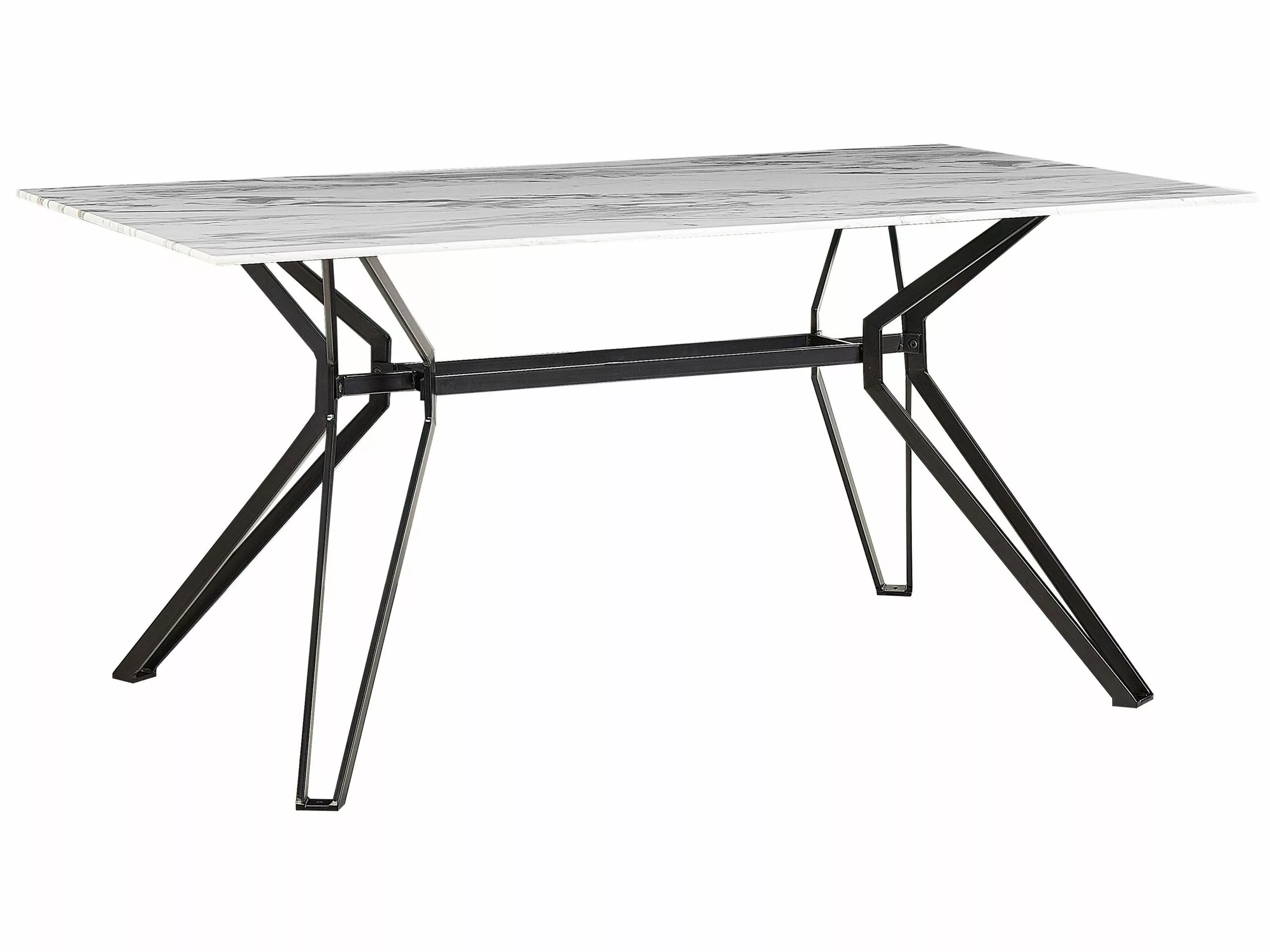 Beliani Mesa De Comedor De Vidrio Templado Blanco/negro 160 X 90 Cm BALLINA