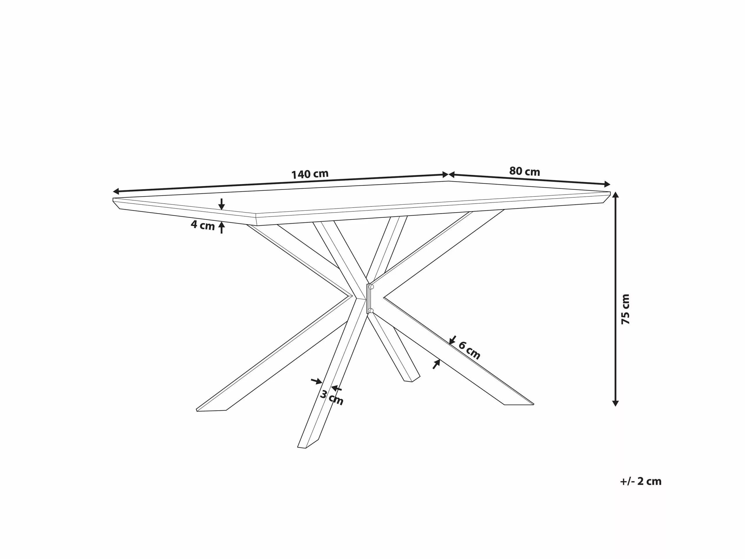 Beliani Mesa De Comedor Madera Oscura/negro 140 X 80 Cm SPECTRA - Imagen 8
