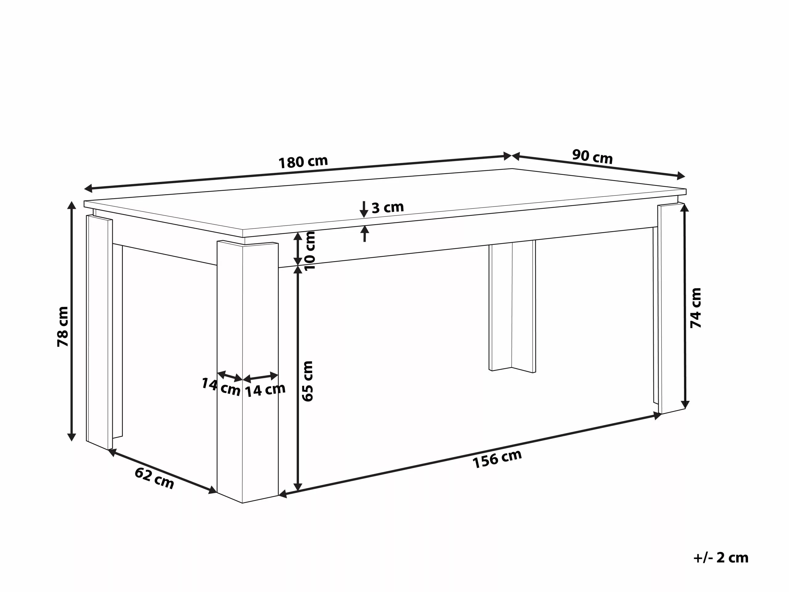 Beliani Mesa De Comedor Madera Clara 180 X 90 Cm VITON - Imagen 7