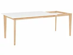 Beliani Mesa De Comedor Extensible Blanco/madera Clara 140/180 X 90 Cm SOLA 21 Beliani Mesa De Comedor Extensible Blanco/madera Clara 140/180 X 90 Cm SOLA -Mesas comercio undef src sa picid 808716 type whitesh image