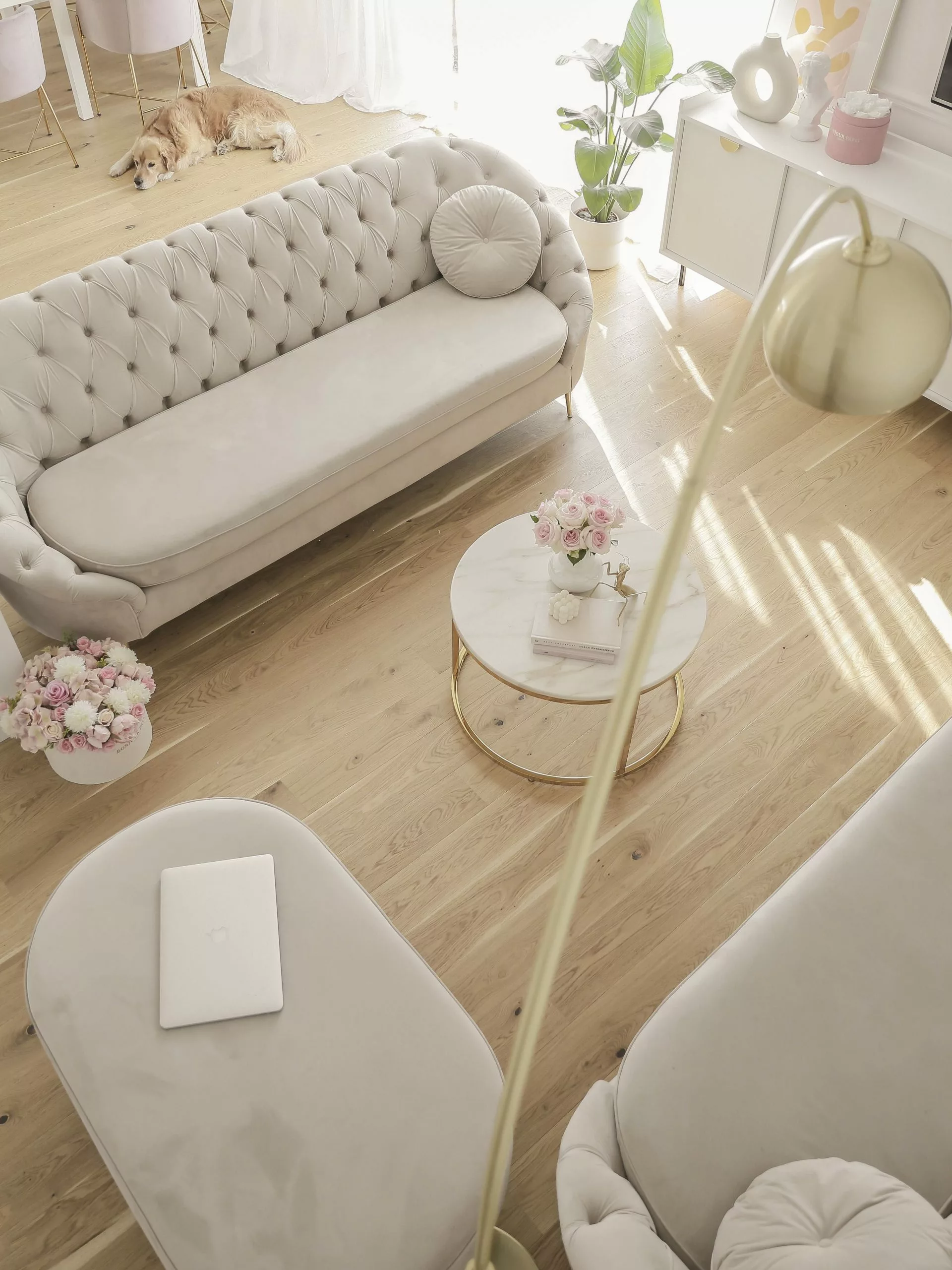 Beliani Mesa De Centro De Metal Beige/dorado ⌀ 70 Cm CORAL - Imagen 4