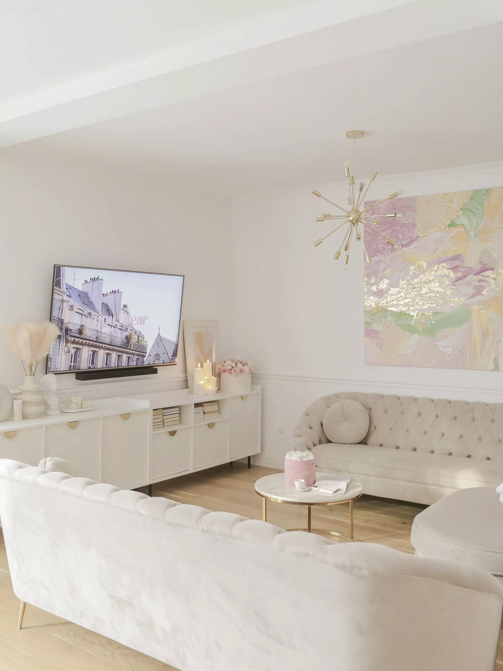 Beliani Mesa De Centro De Metal Beige/dorado ⌀ 70 Cm CORAL - Imagen 5